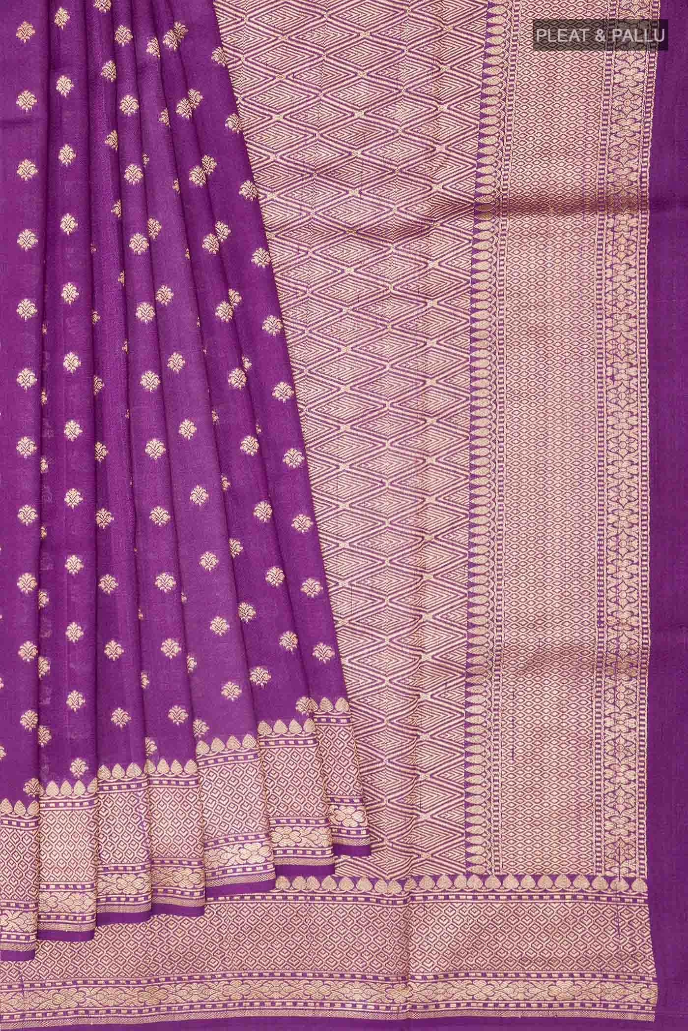 Purple Banarasi Tussar Silk Saree