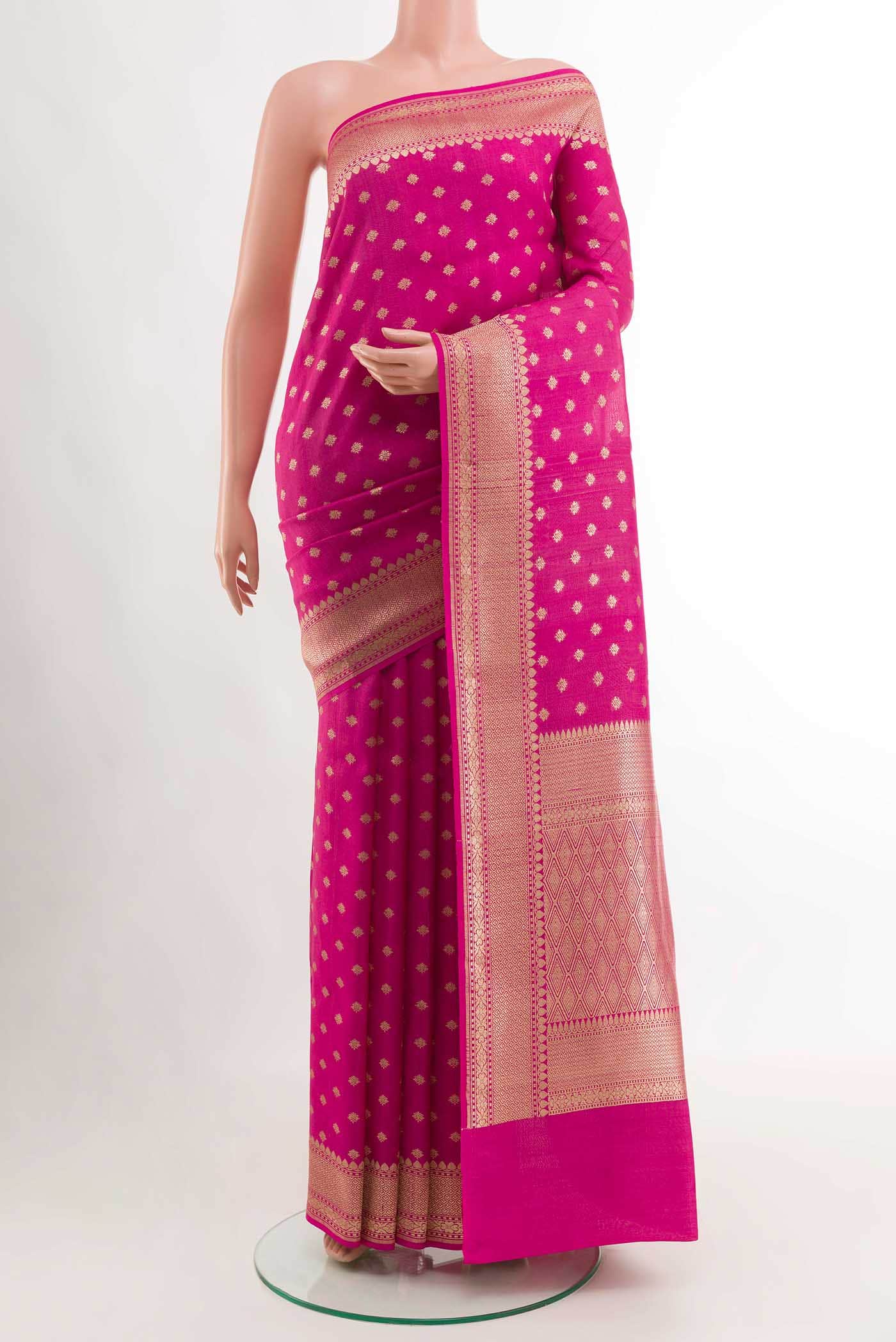 Pink Banarasi Tussar Silk Saree
