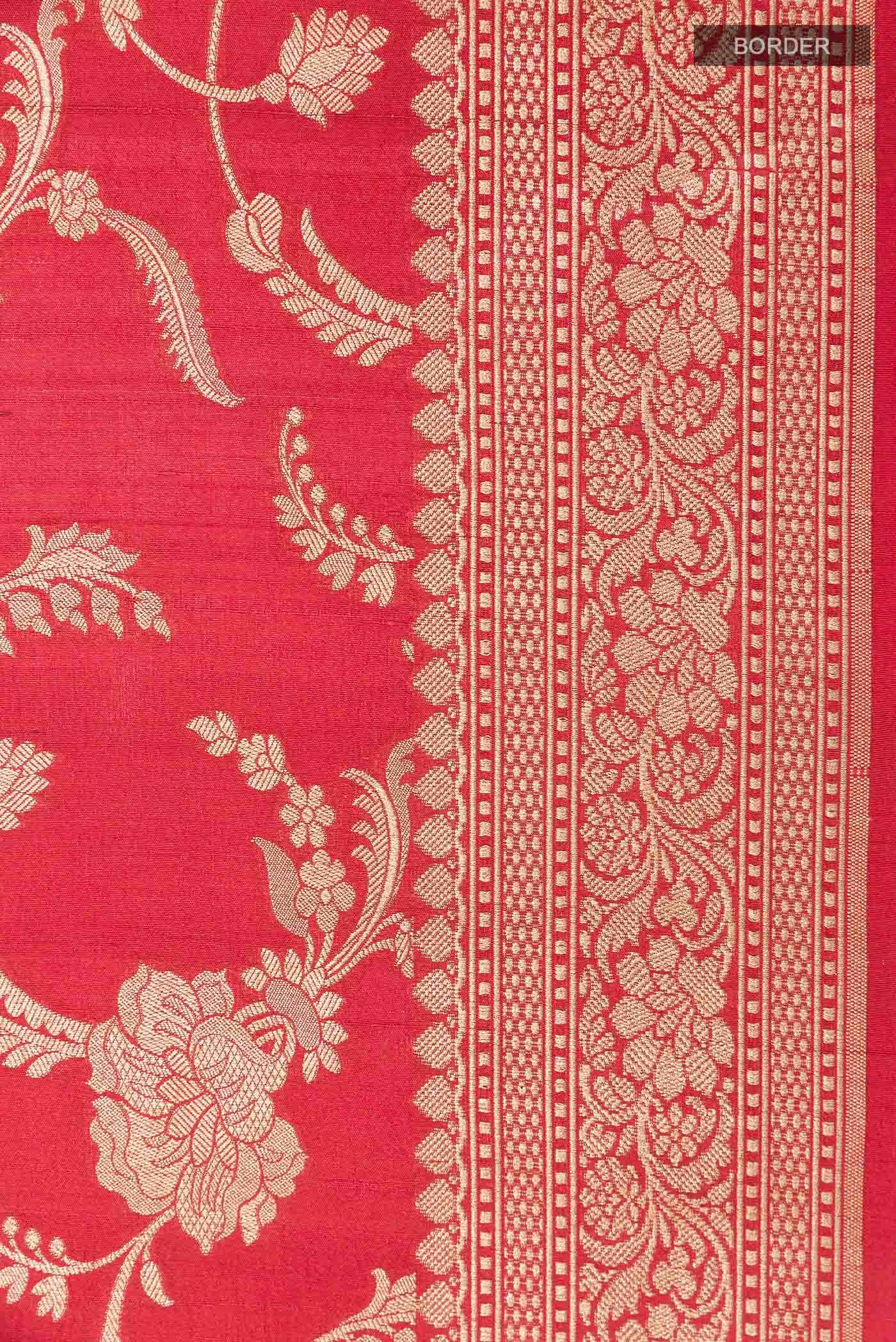 Red Banarasi Tussar Silk Saree