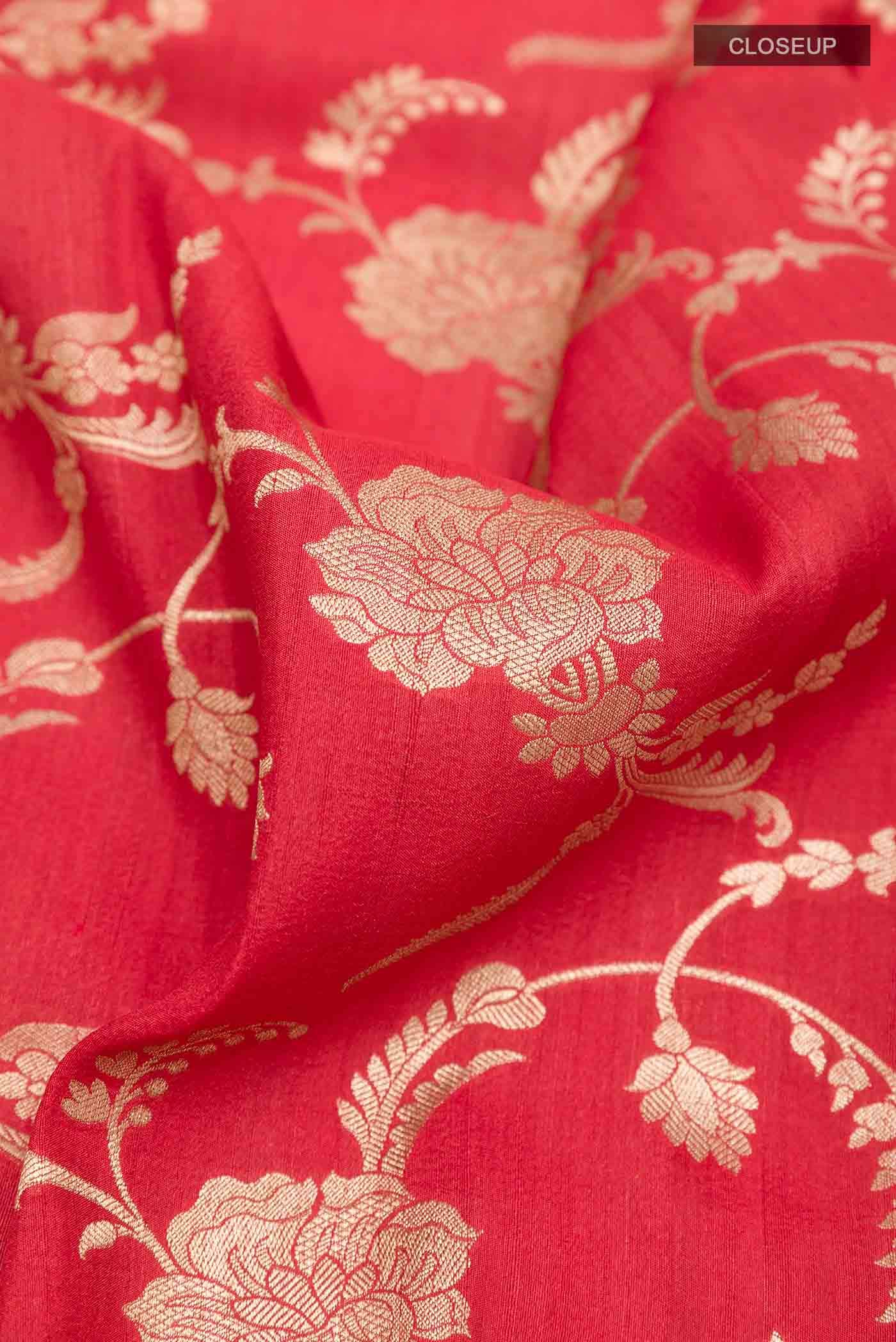 Red Banarasi Tussar Silk Saree