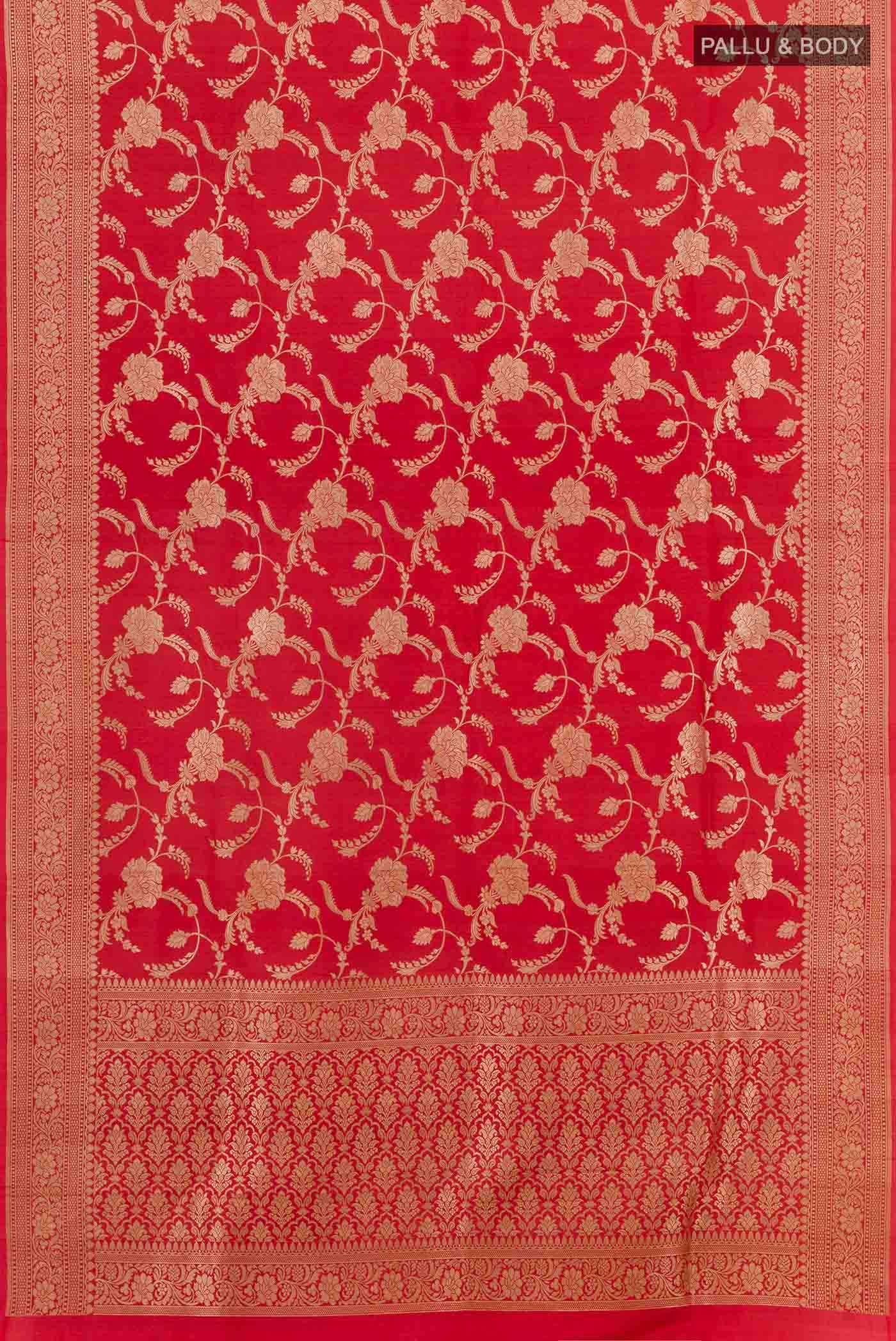 Red Banarasi Tussar Silk Saree