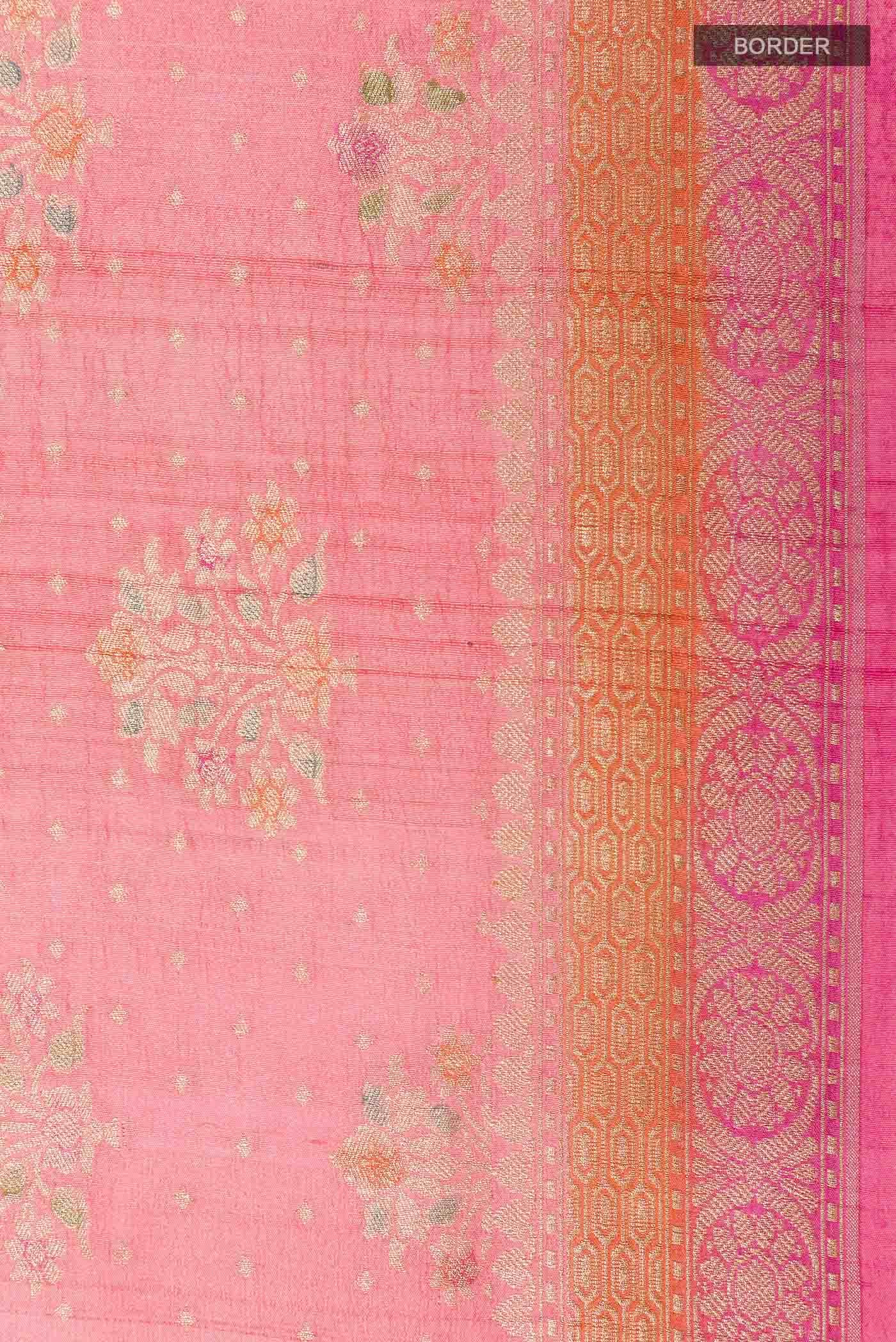Pink Banarasi Tussar Silk Saree