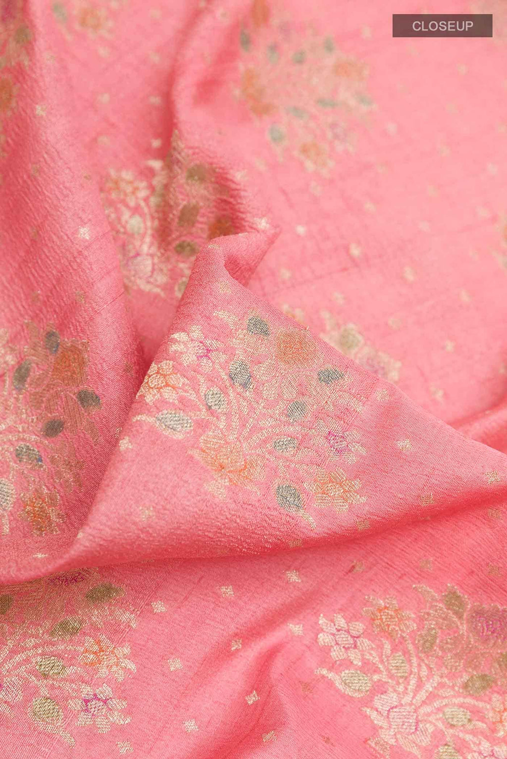 Pink Banarasi Tussar Silk Saree