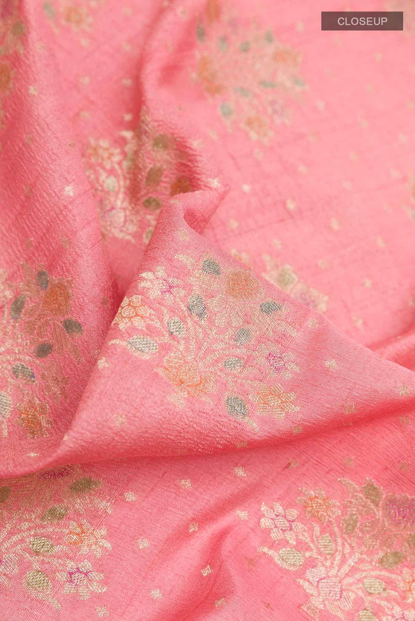 Pink Banarasi Tussar Silk Saree
