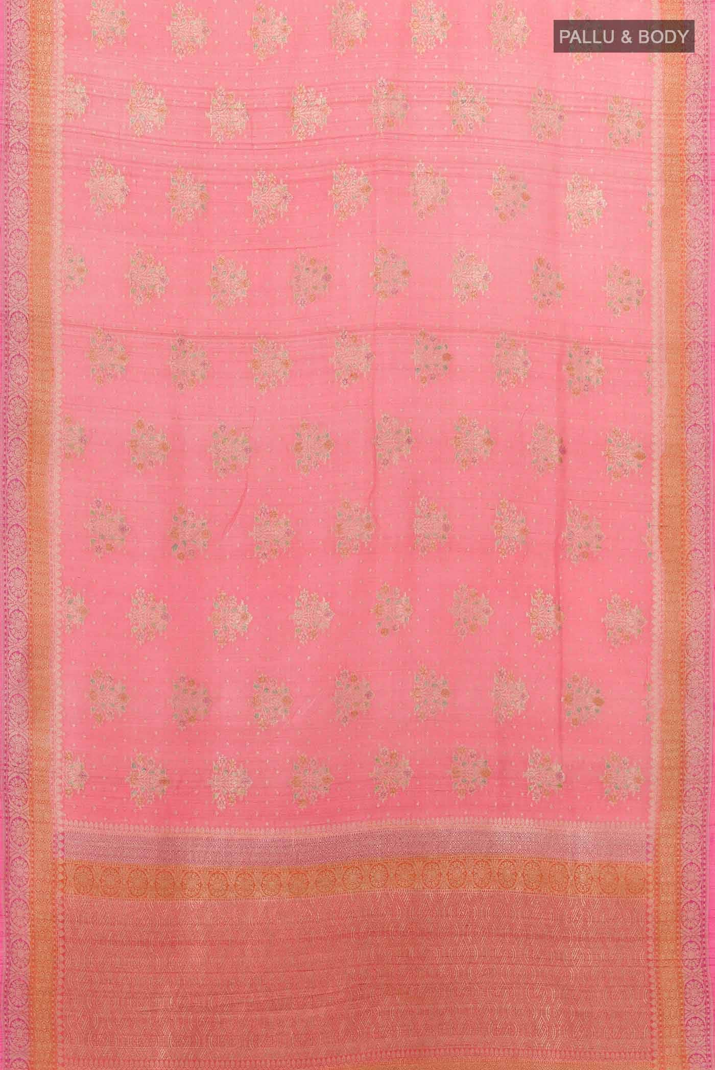 Pink Banarasi Tussar Silk Saree