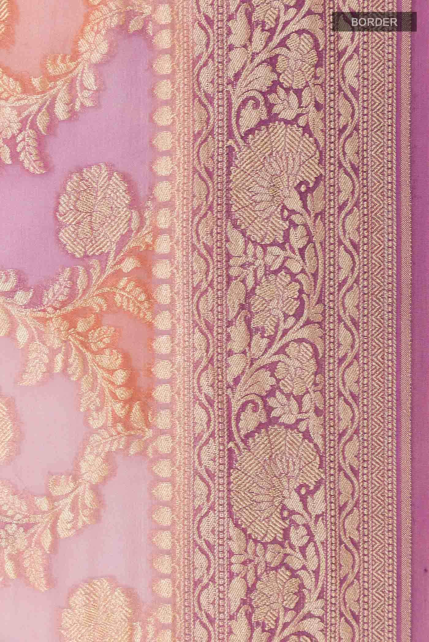 Lavender Banarasi Georgette Saree