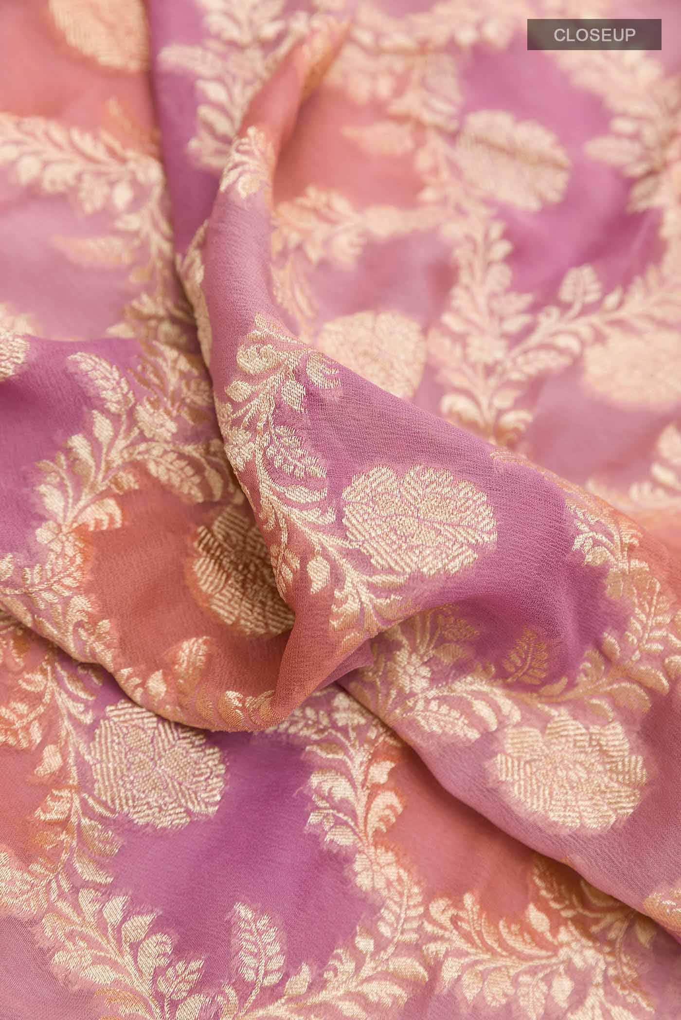 Lavender Banarasi Georgette Saree