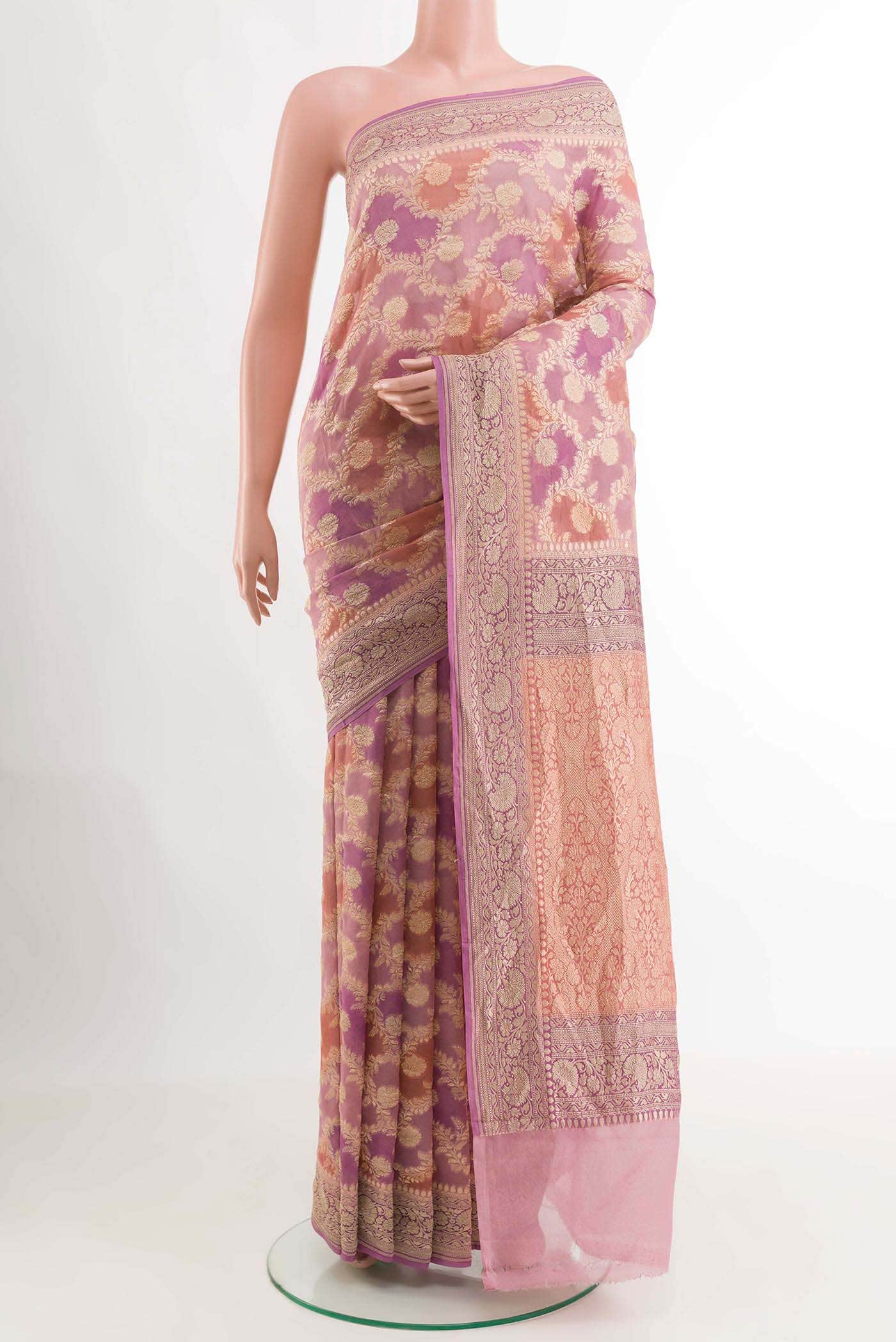 Lavender Banarasi Georgette Saree