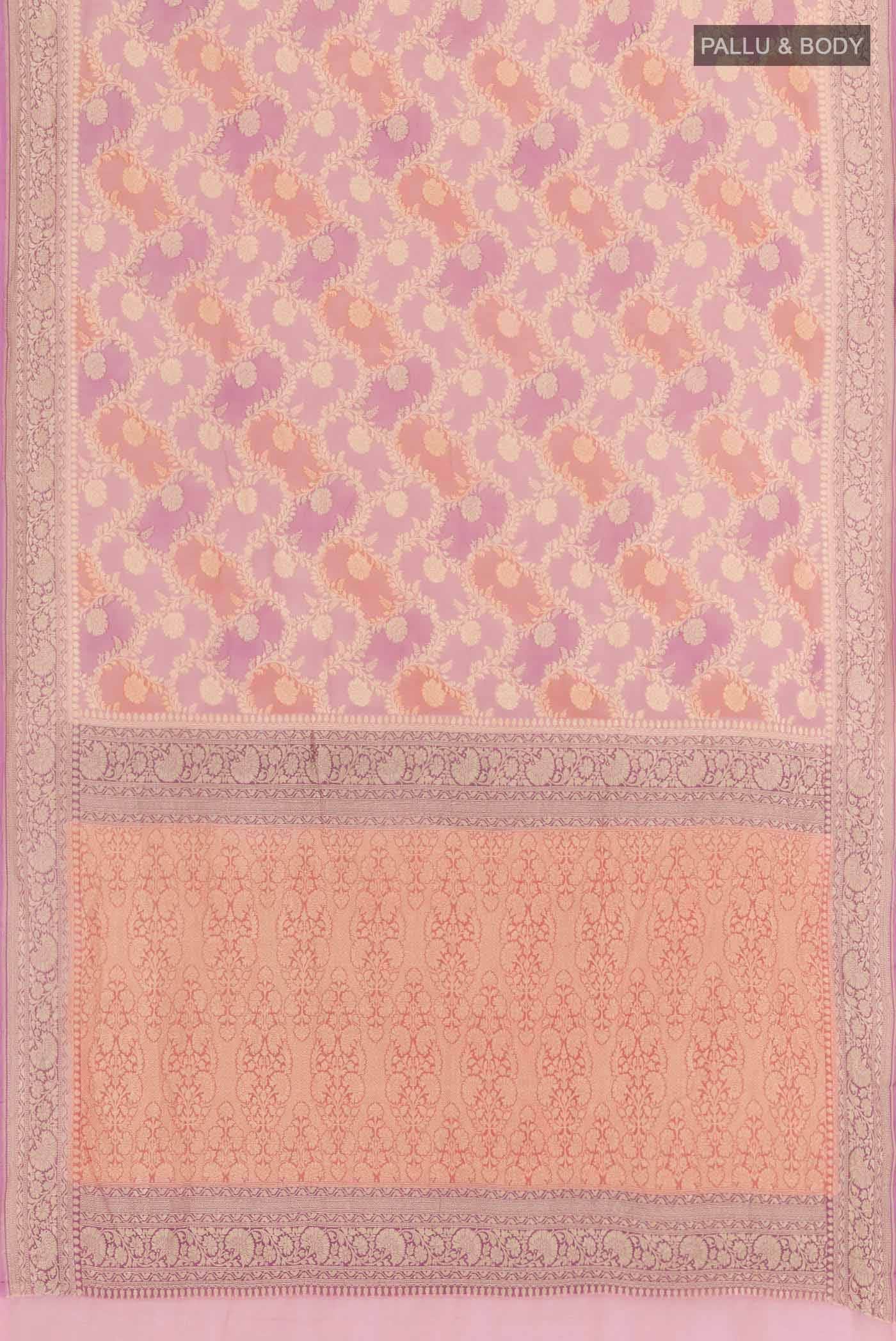 Lavender Banarasi Georgette Saree