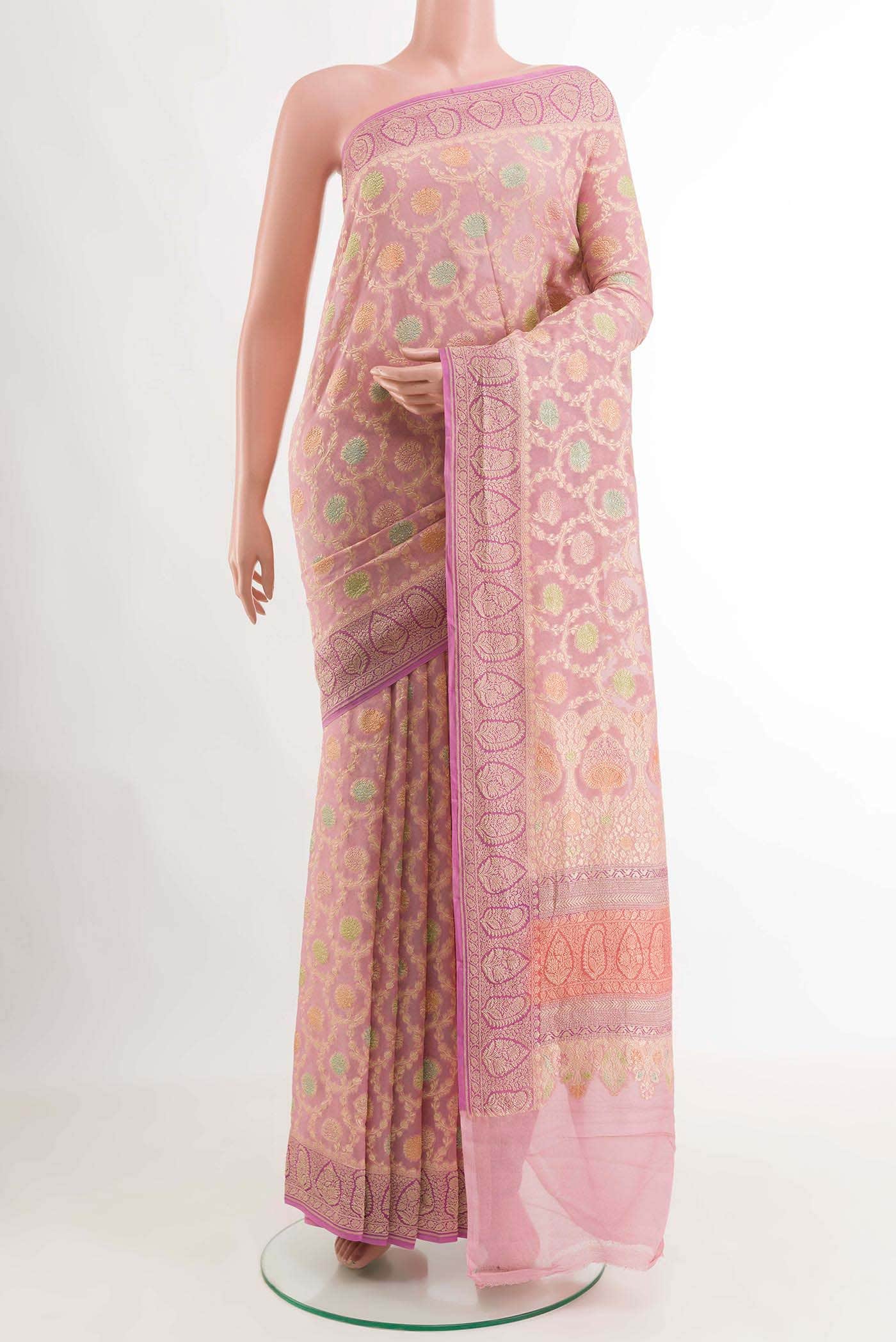Pink Banarasi Georgette Saree