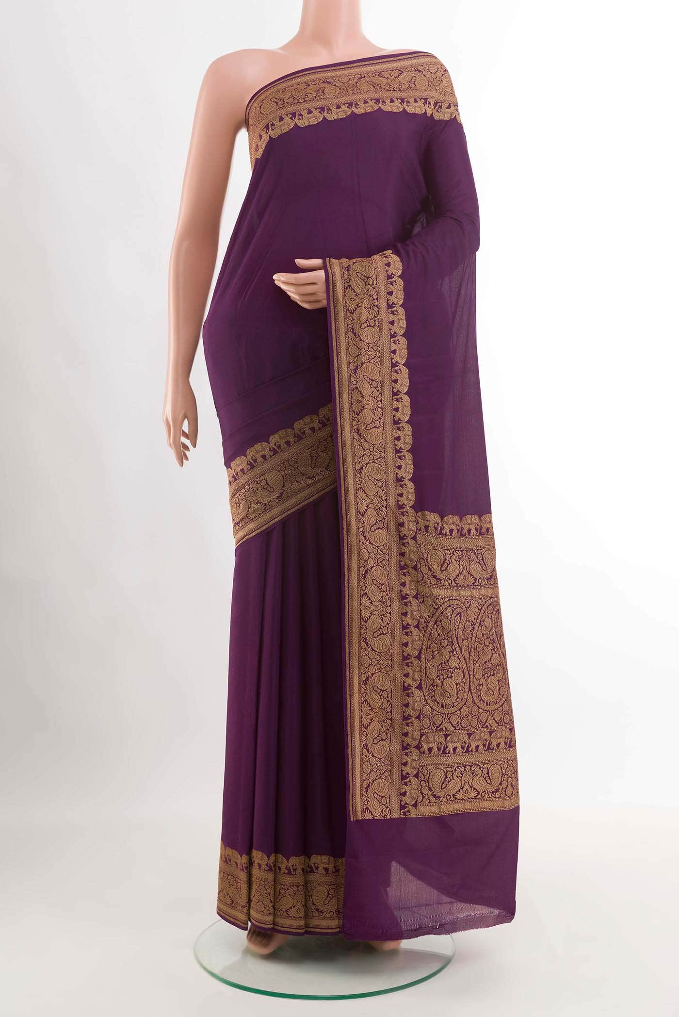 Purple Banarasi Georgette Saree