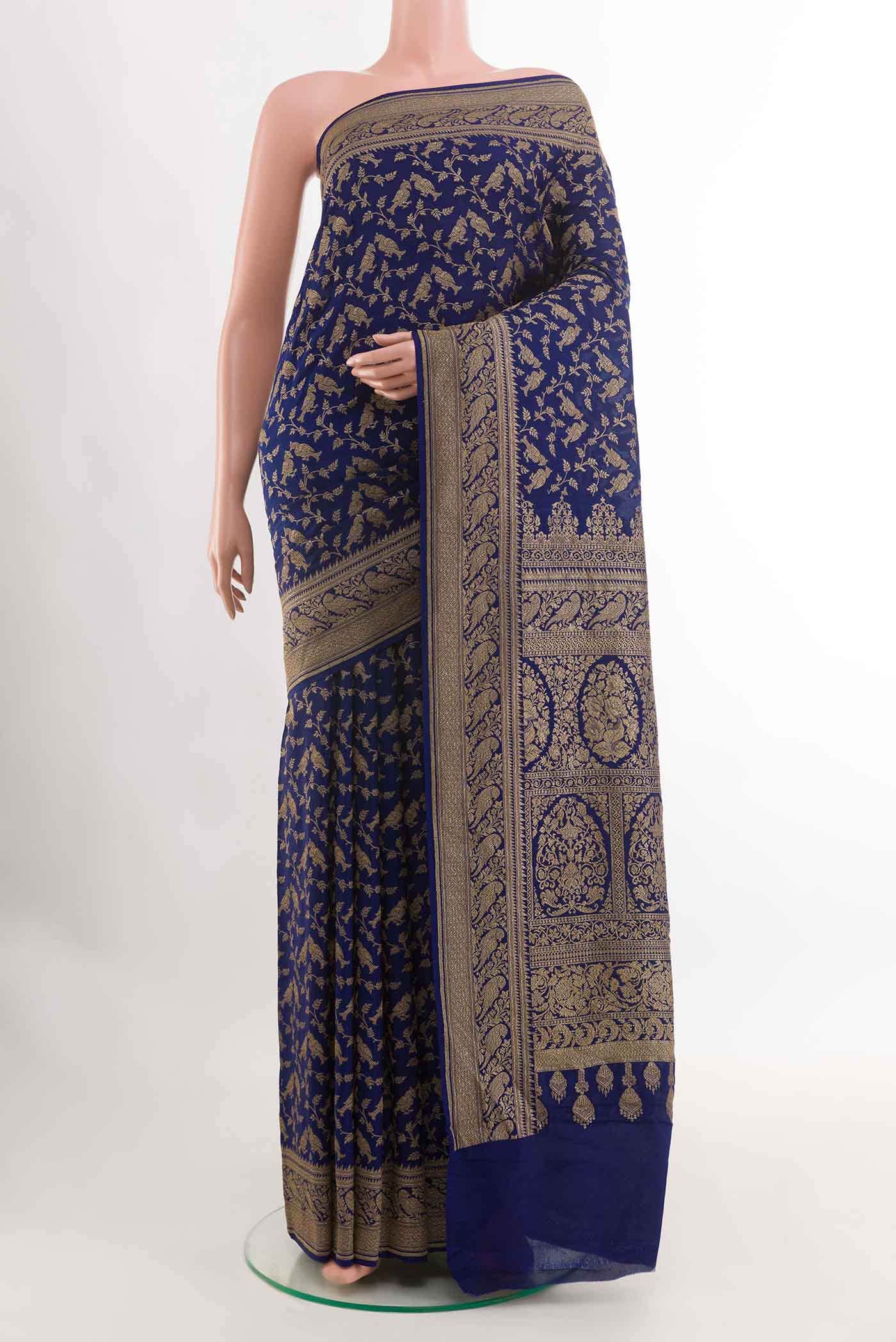 Blue Banarasi Georgette Saree