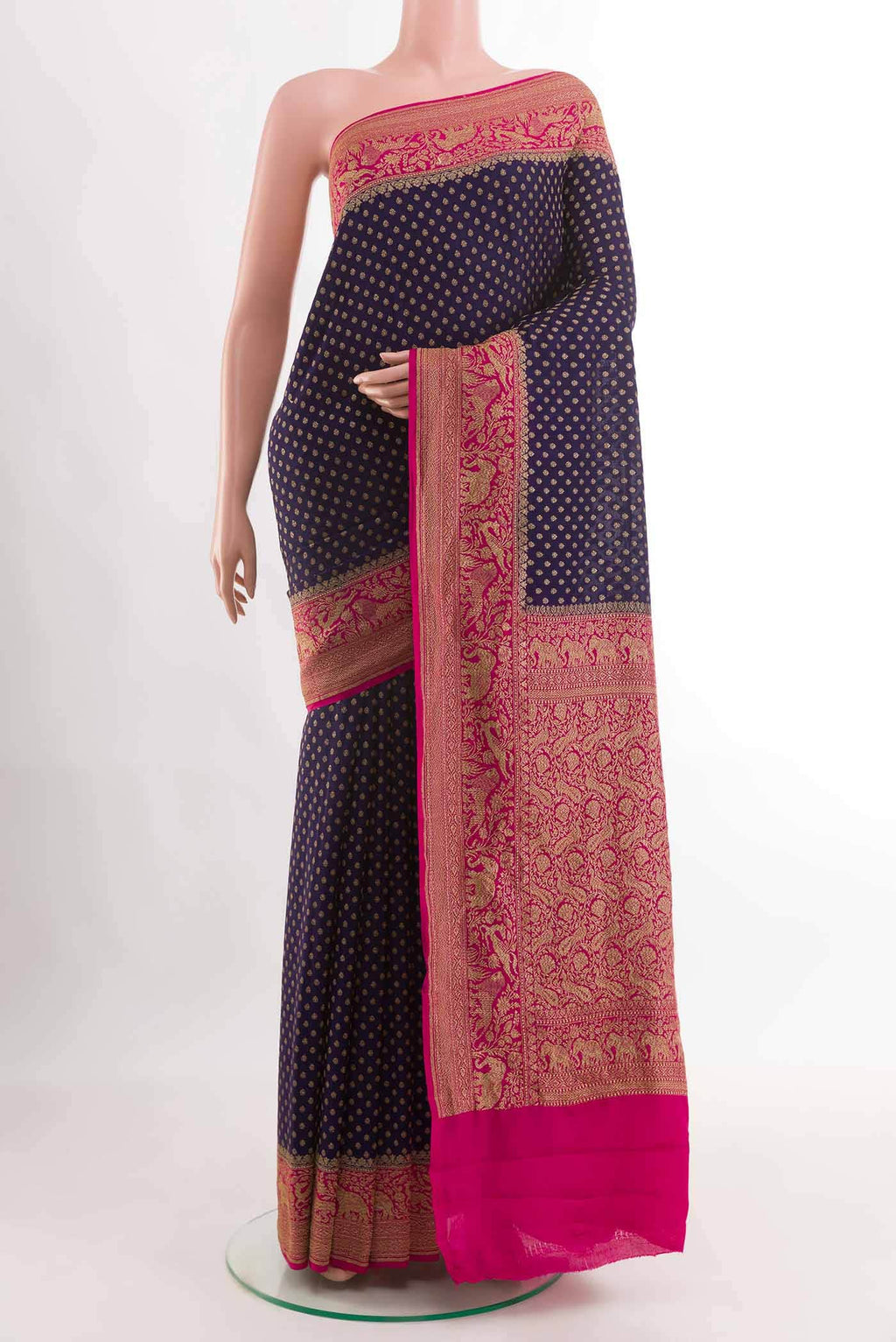 Dark Blue Banarasi Georgette Saree