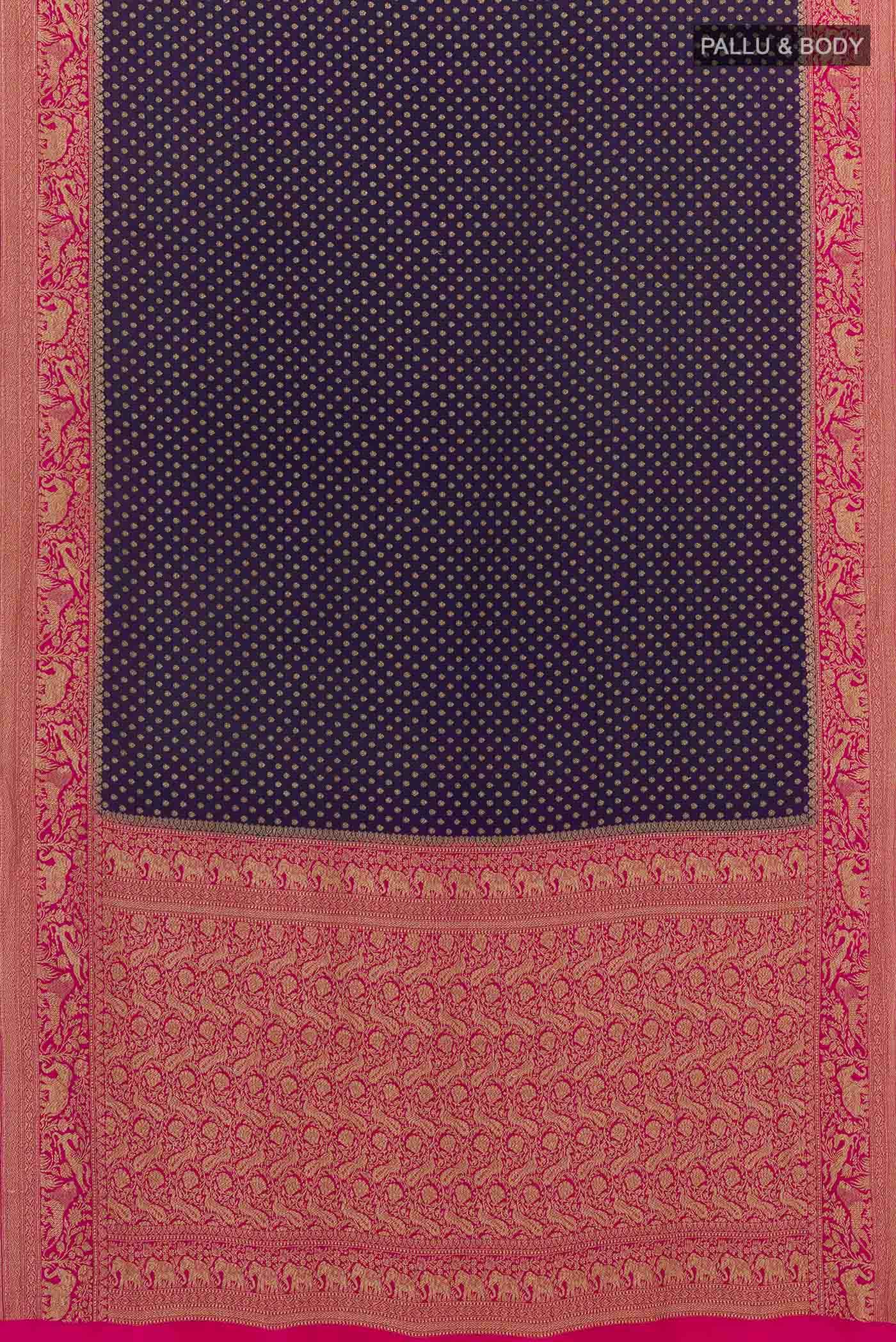 Dark Blue Banarasi Georgette Saree