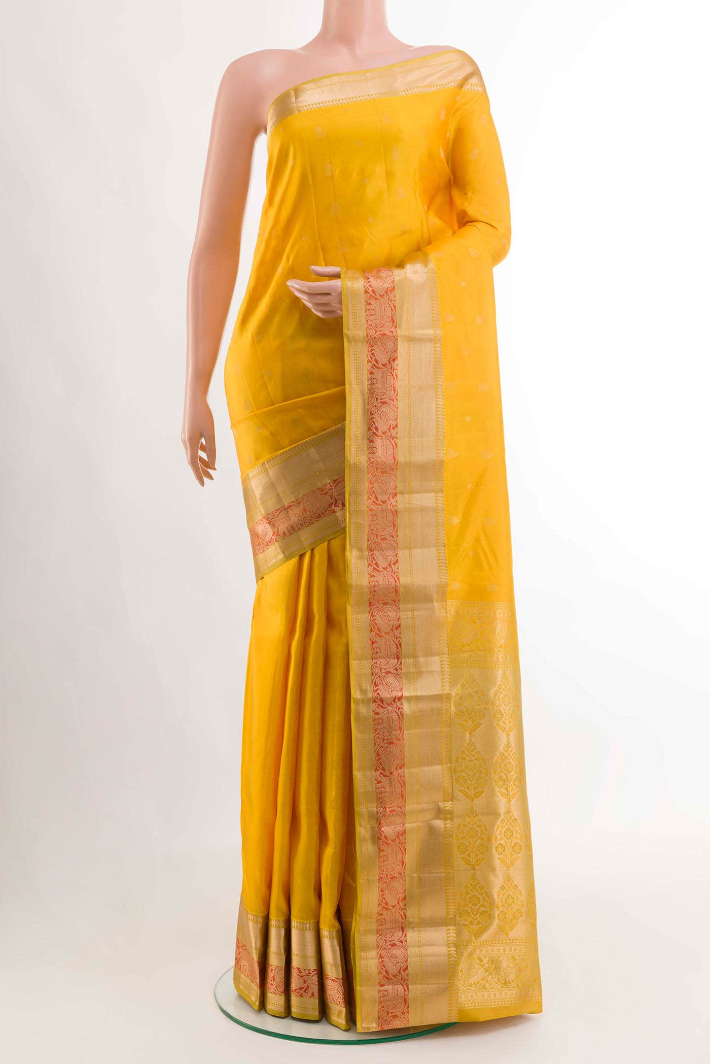 Yellow Kanchipuram Silk Saree