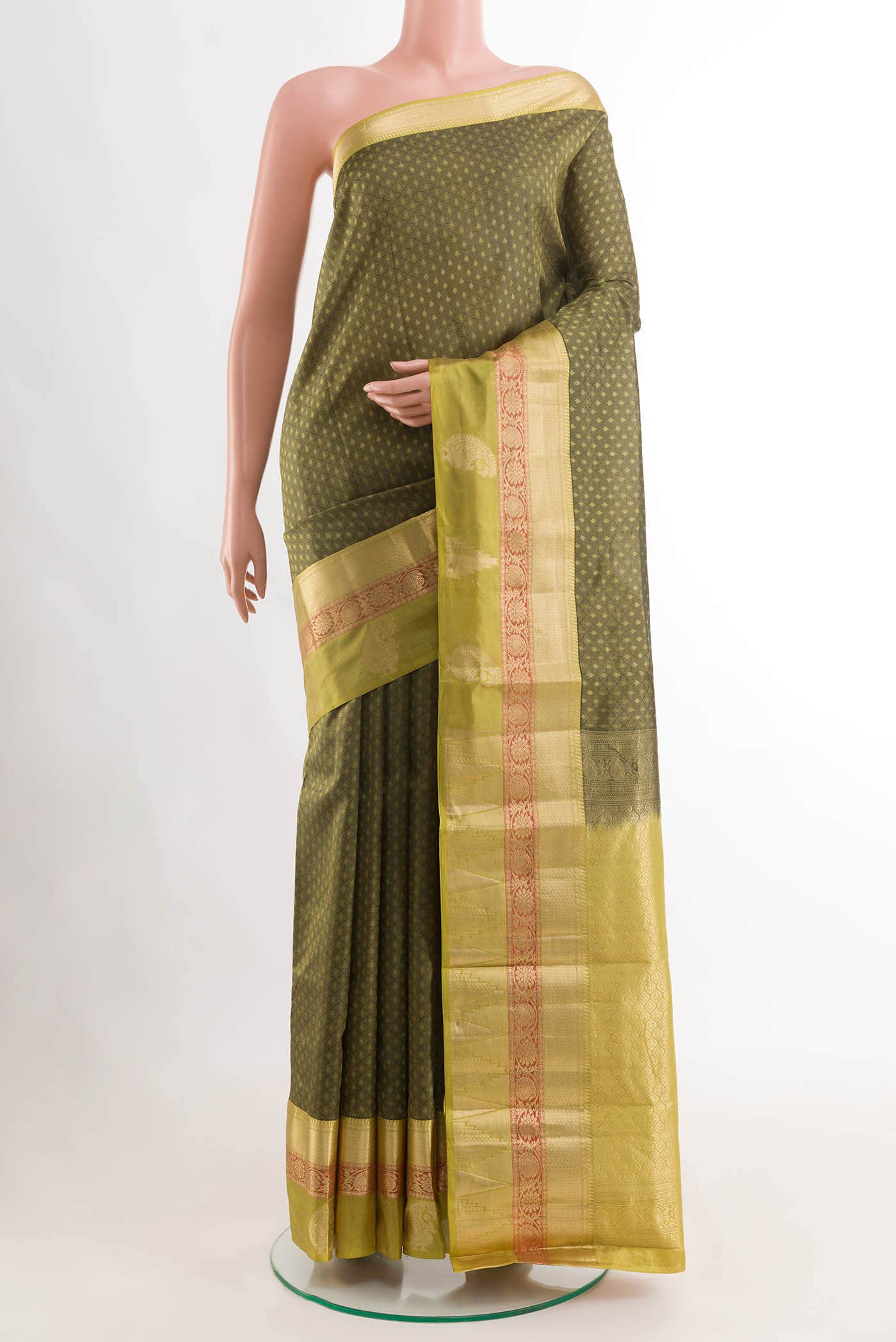 Mehandi Green Kanchipuram Silk Saree