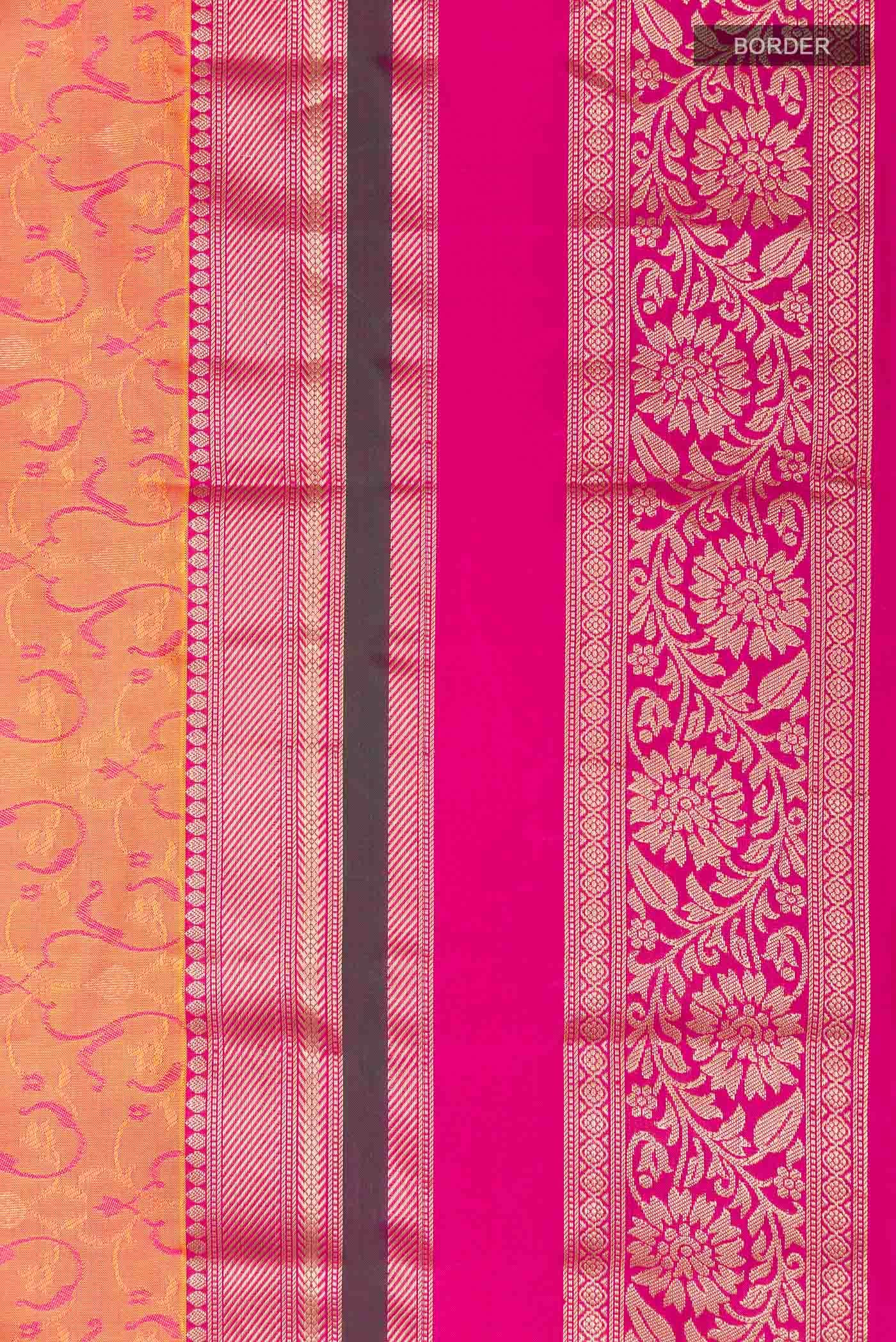 Brick Orange Kanchipuram Silk Saree