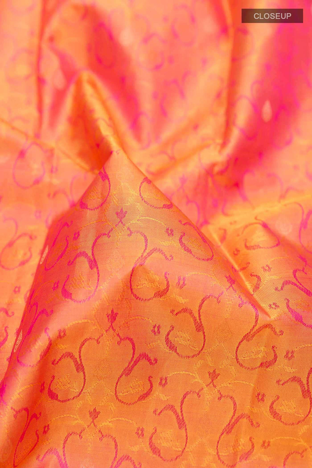 Brick Orange Kanchipuram Silk Saree
