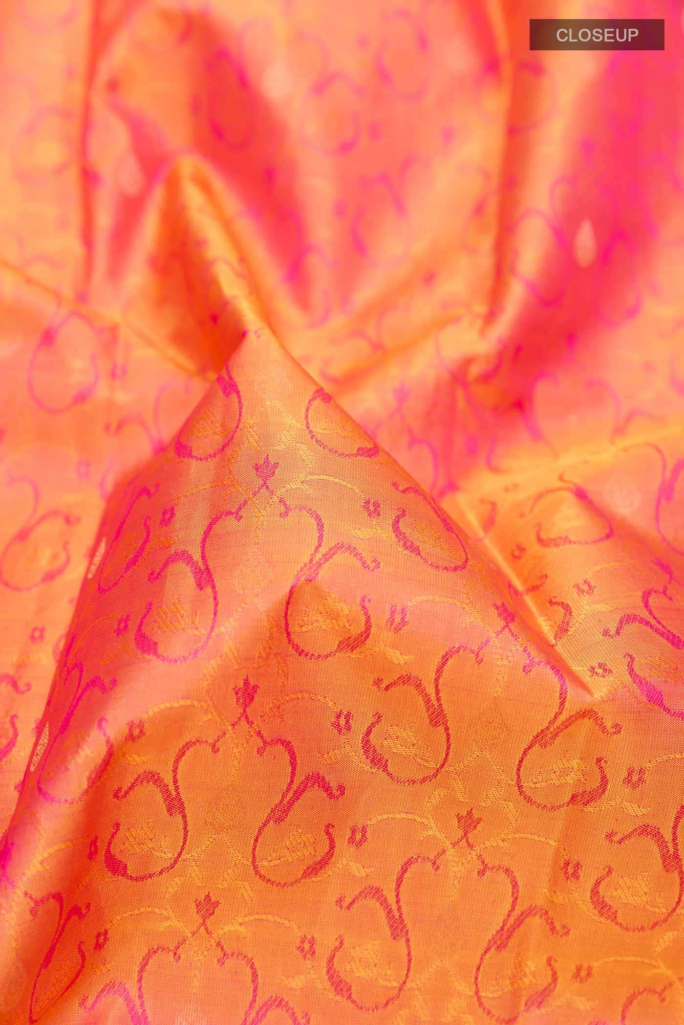 Brick Orange Kanchipuram Silk Saree
