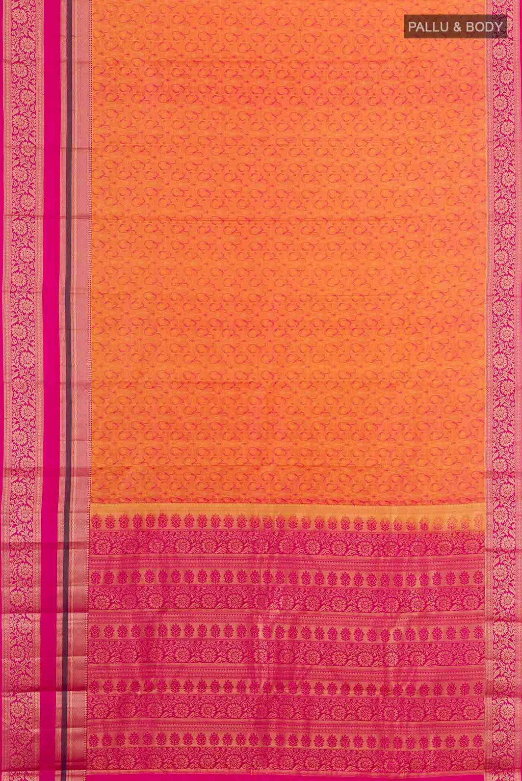 Brick Orange Kanchipuram Silk Saree