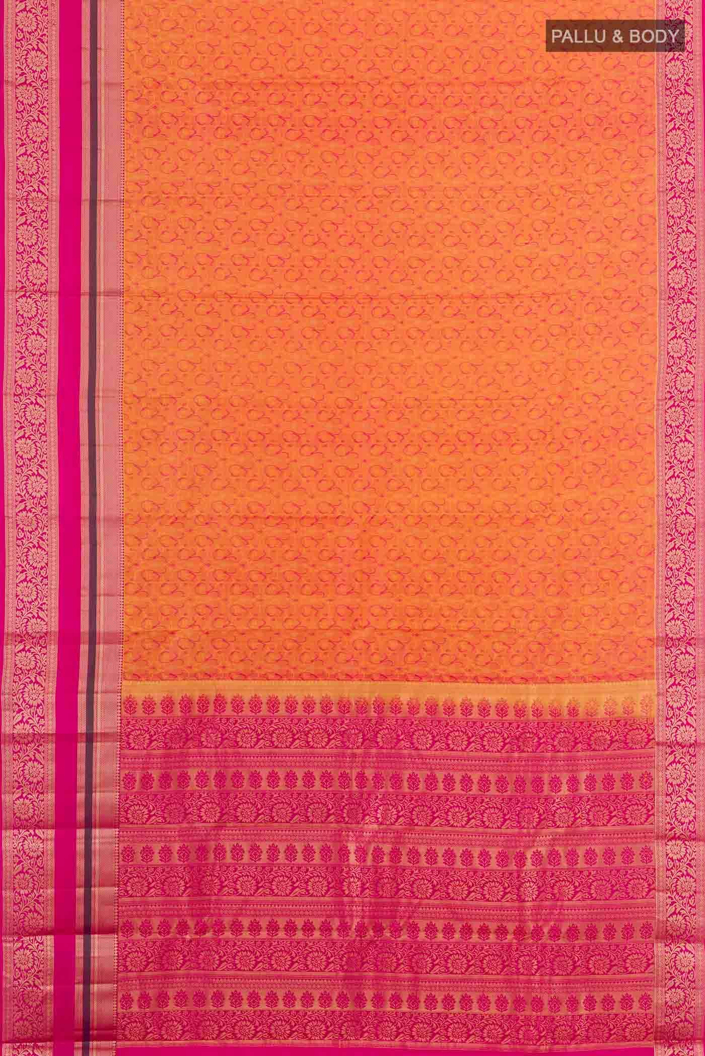 Brick Orange Kanchipuram Silk Saree
