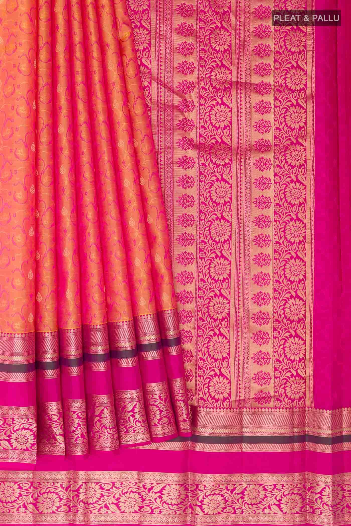 Brick Orange Kanchipuram Silk Saree