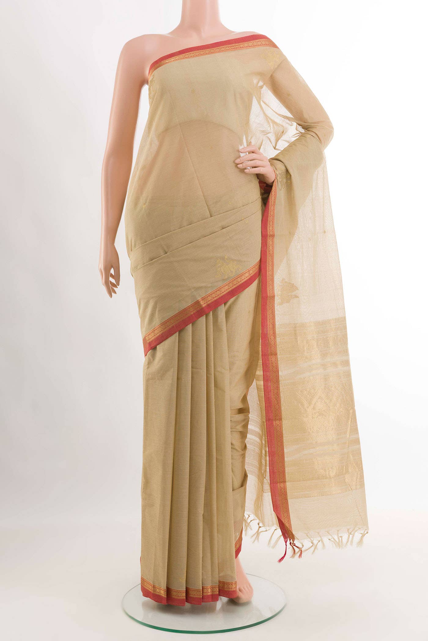 Beige Kanchi Cotton Saree