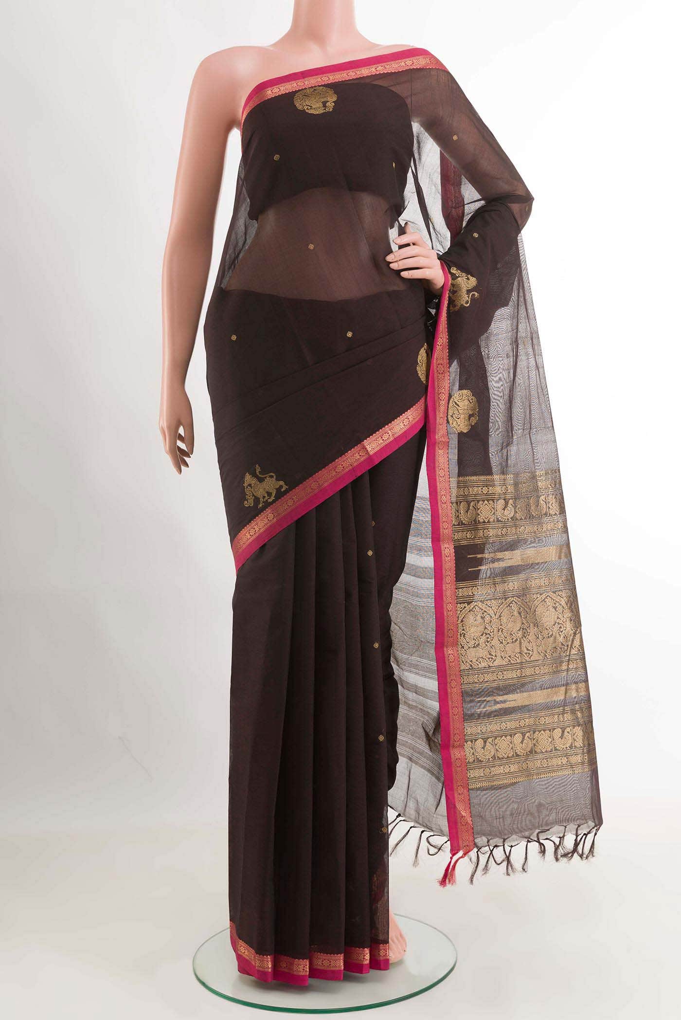 Black Kanchi Cotton Saree
