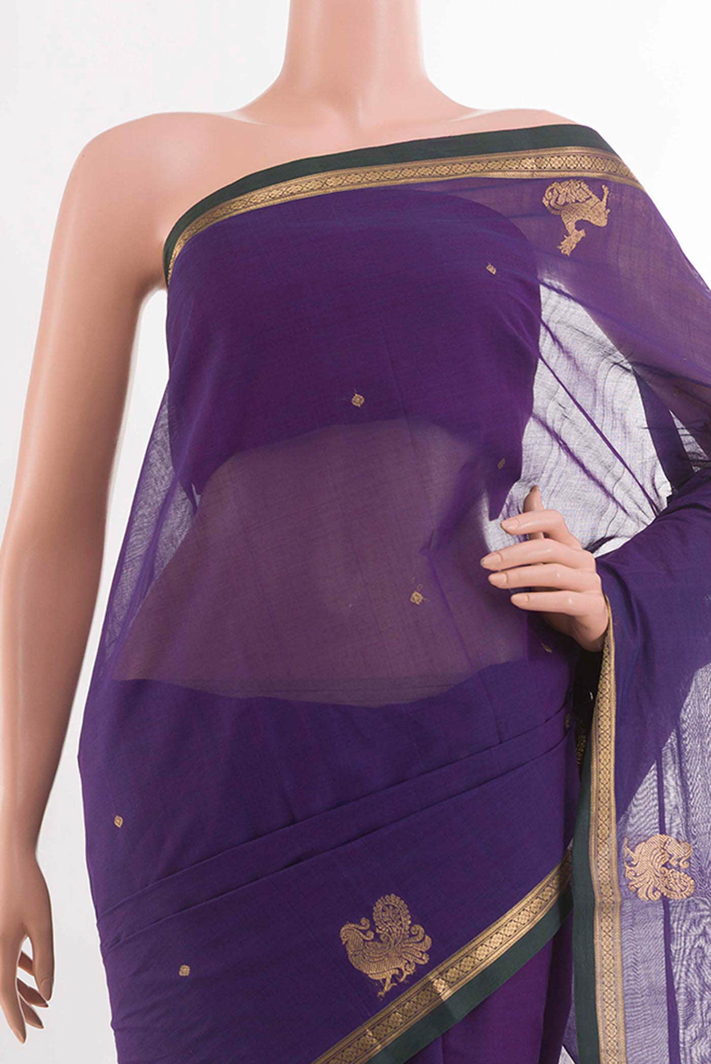 Blue Blended Kanchi Cotton Saree