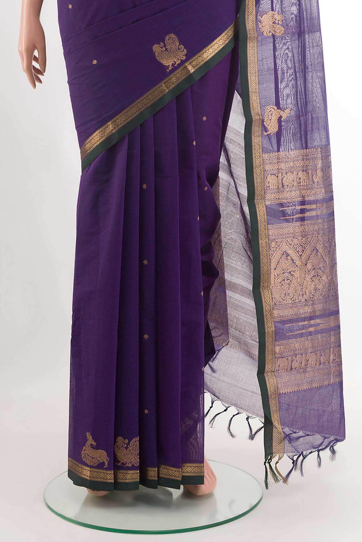 Blue Blended Kanchi Cotton Saree