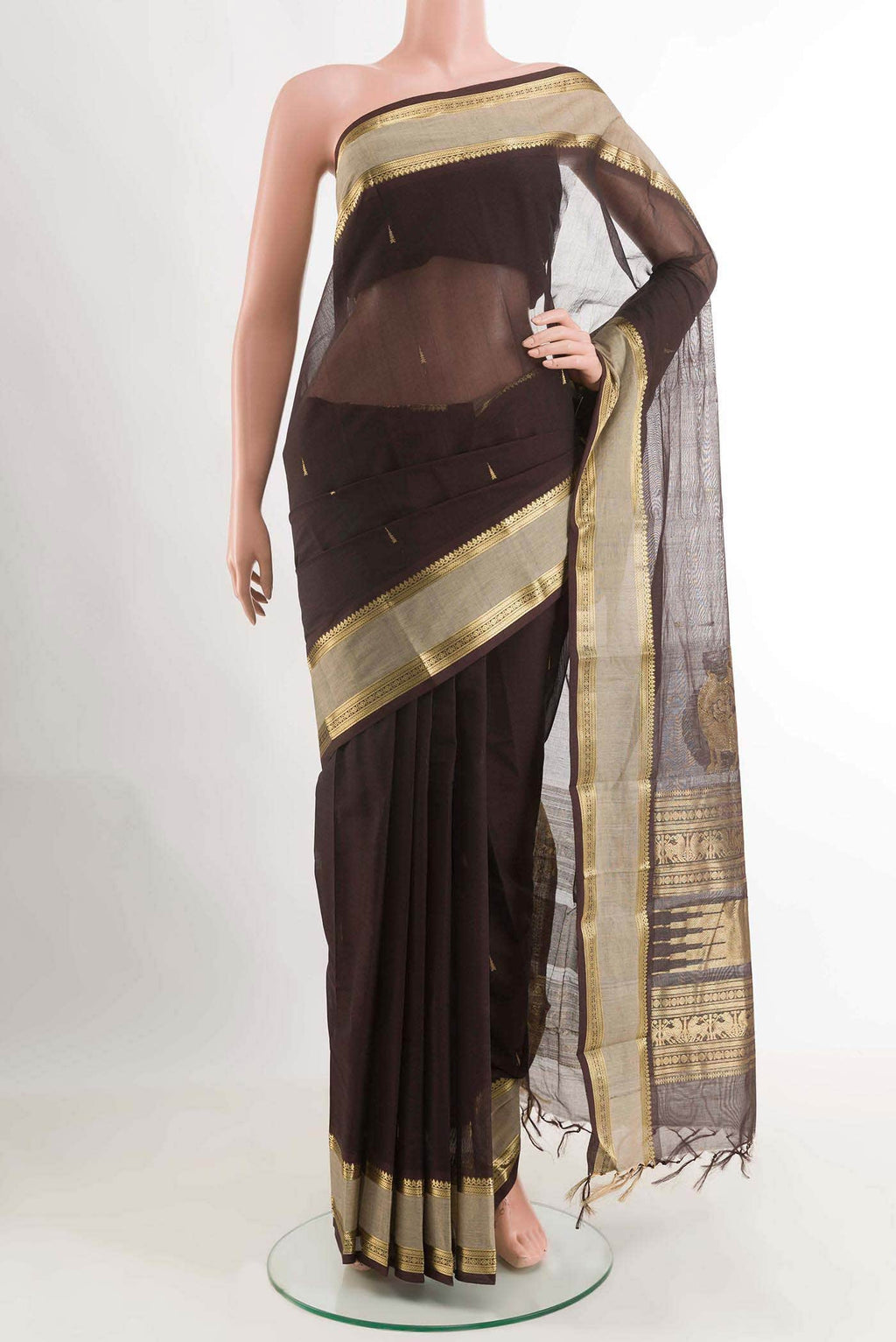 Brown Kanchi Cotton Saree