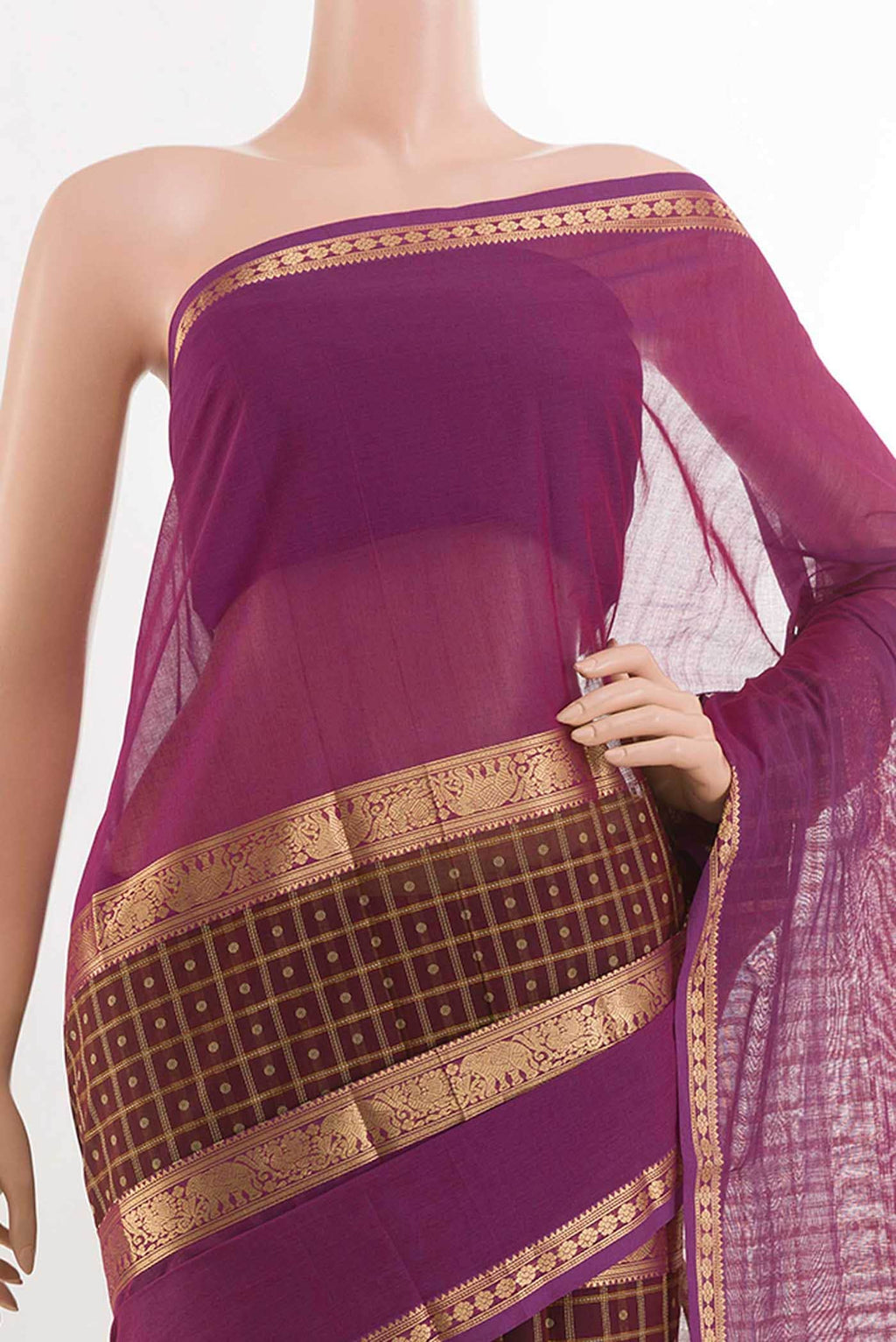 Brown Blended Kanchi Cotton Saree