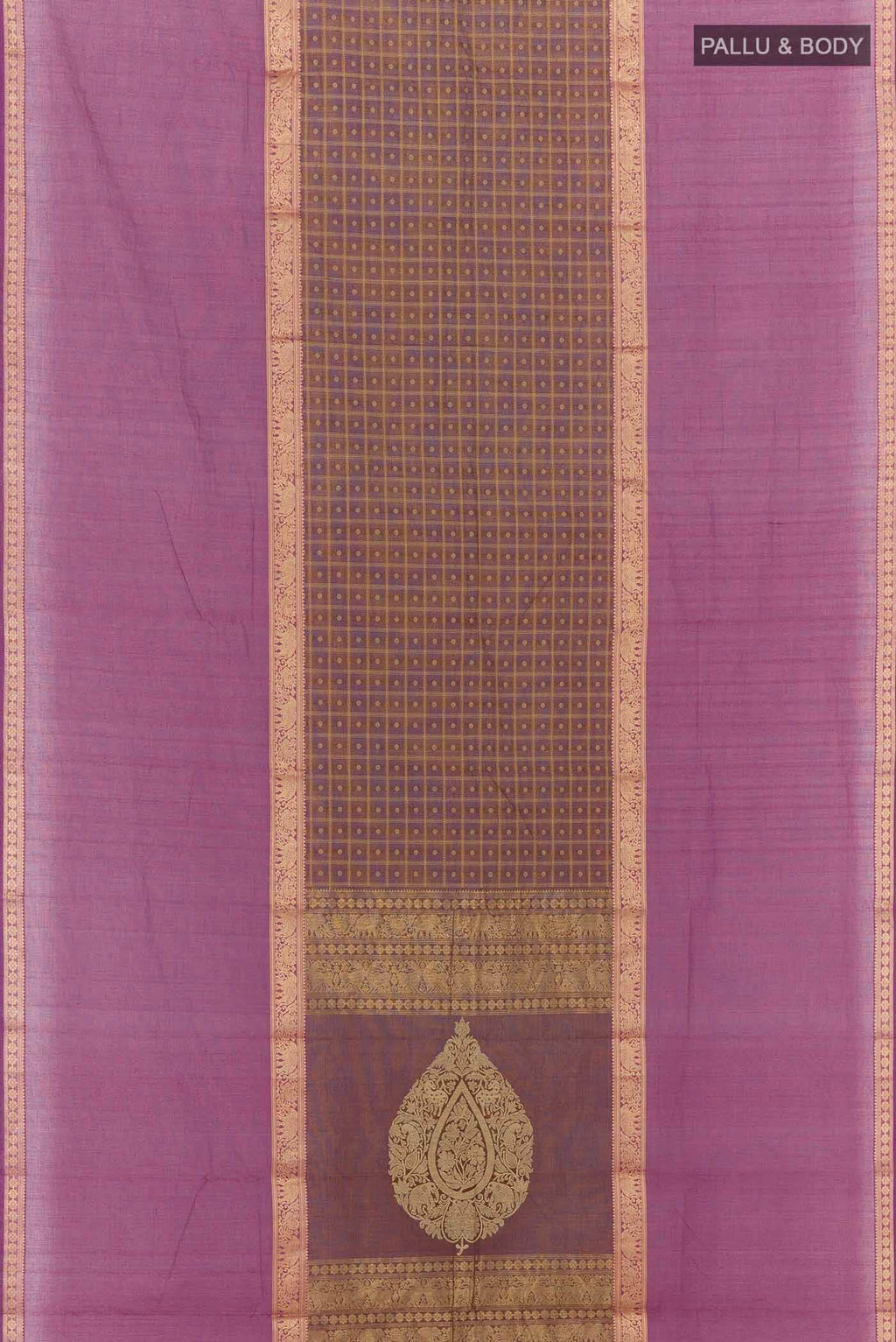 Brown Blended Kanchi Cotton Saree