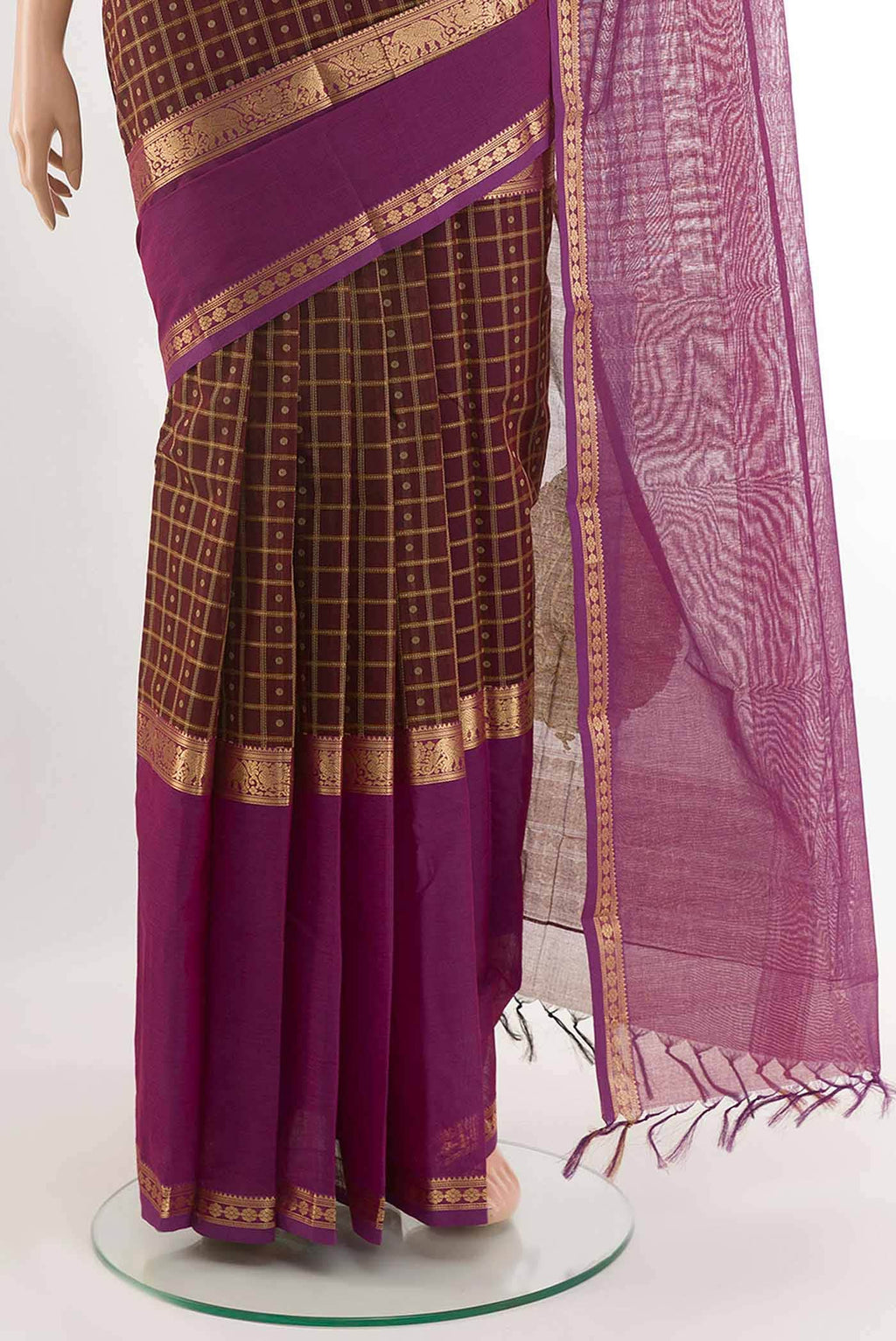 Brown Blended Kanchi Cotton Saree