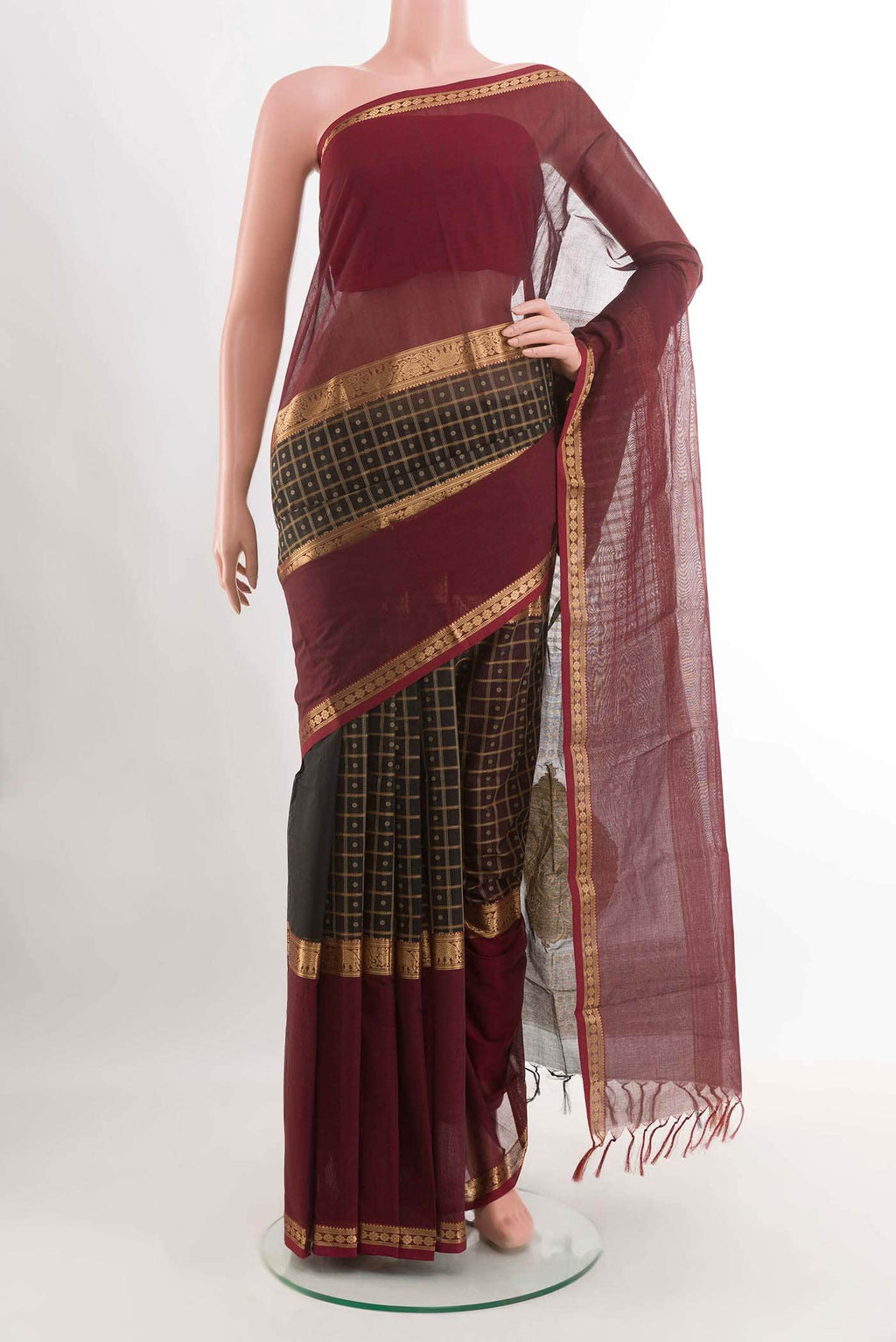 Black Kanchi Cotton Saree