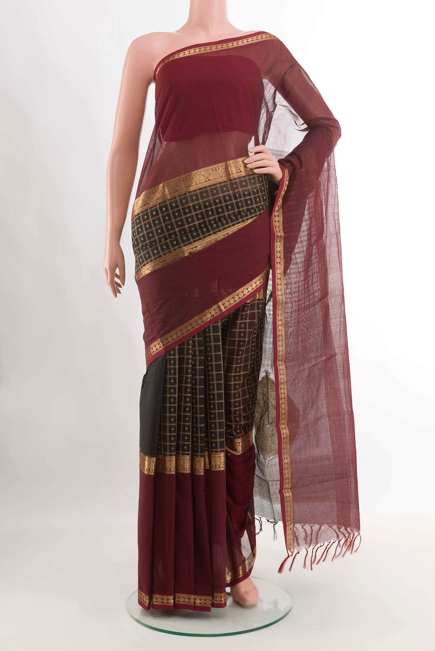Black Kanchi Cotton Saree