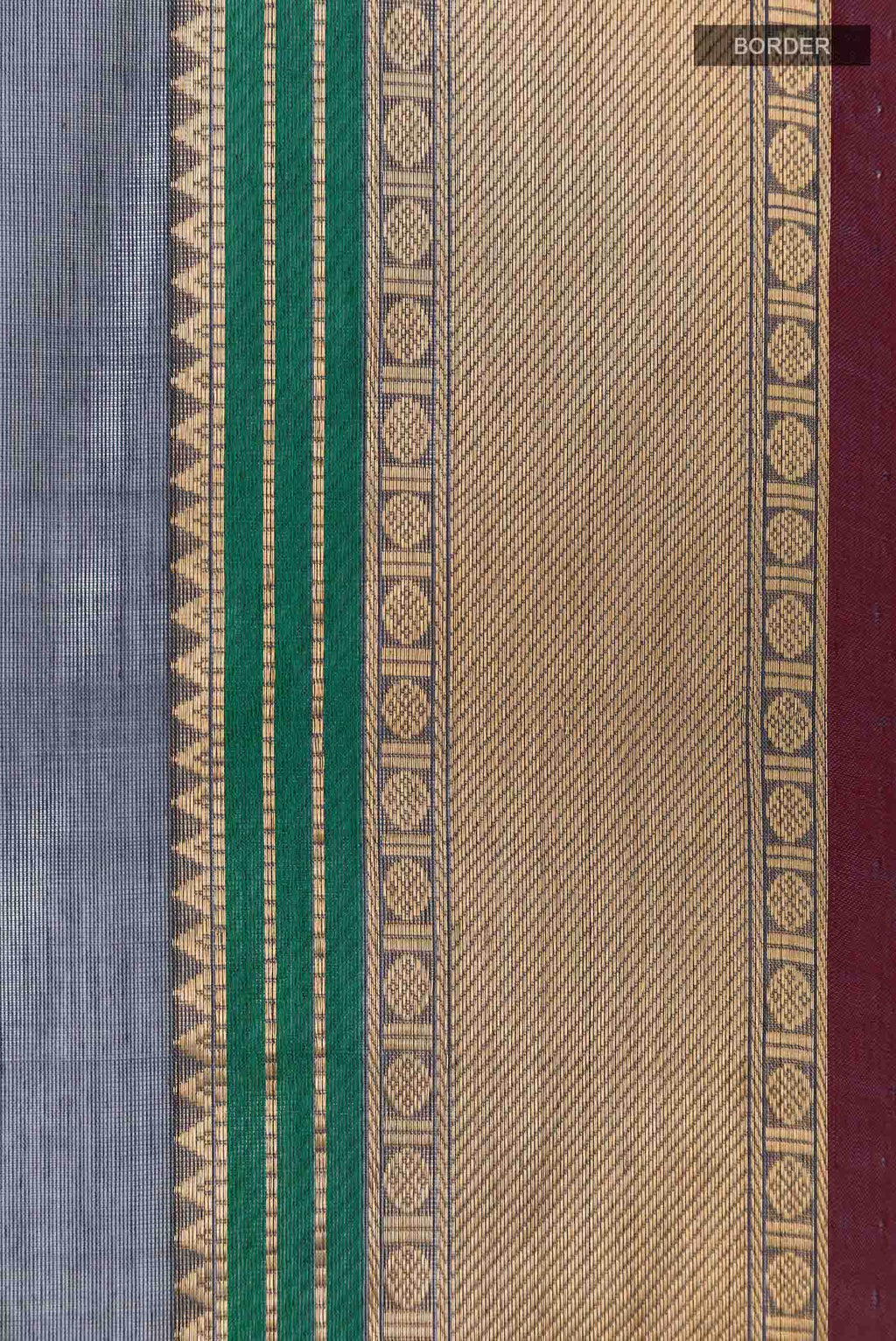 Blue Grey Poly Cotton Saree