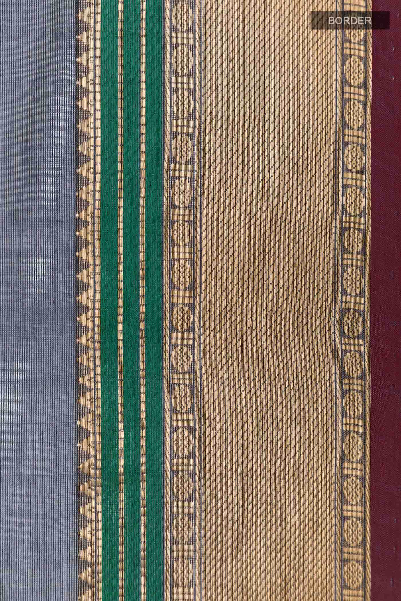 Blue Grey Poly Cotton Saree