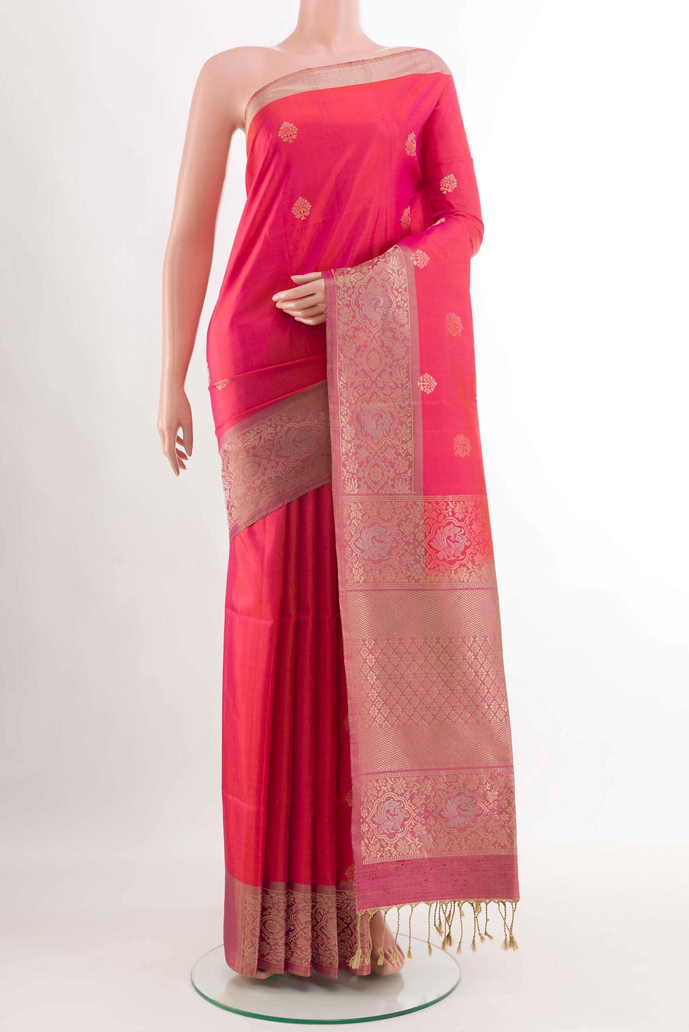 Pink Dual Tone Soft Silk Saree