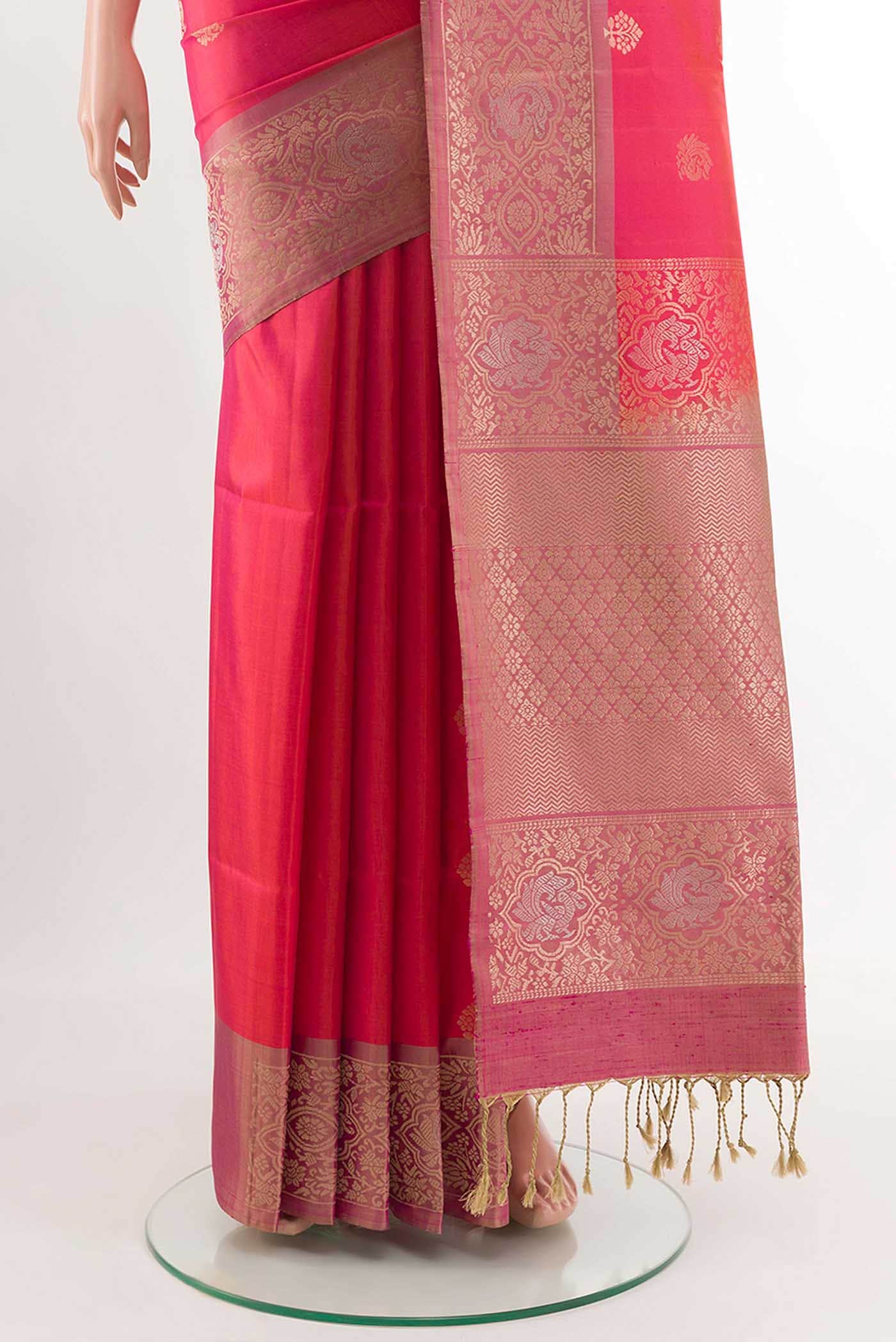 Pink Dual Tone Soft Silk Saree