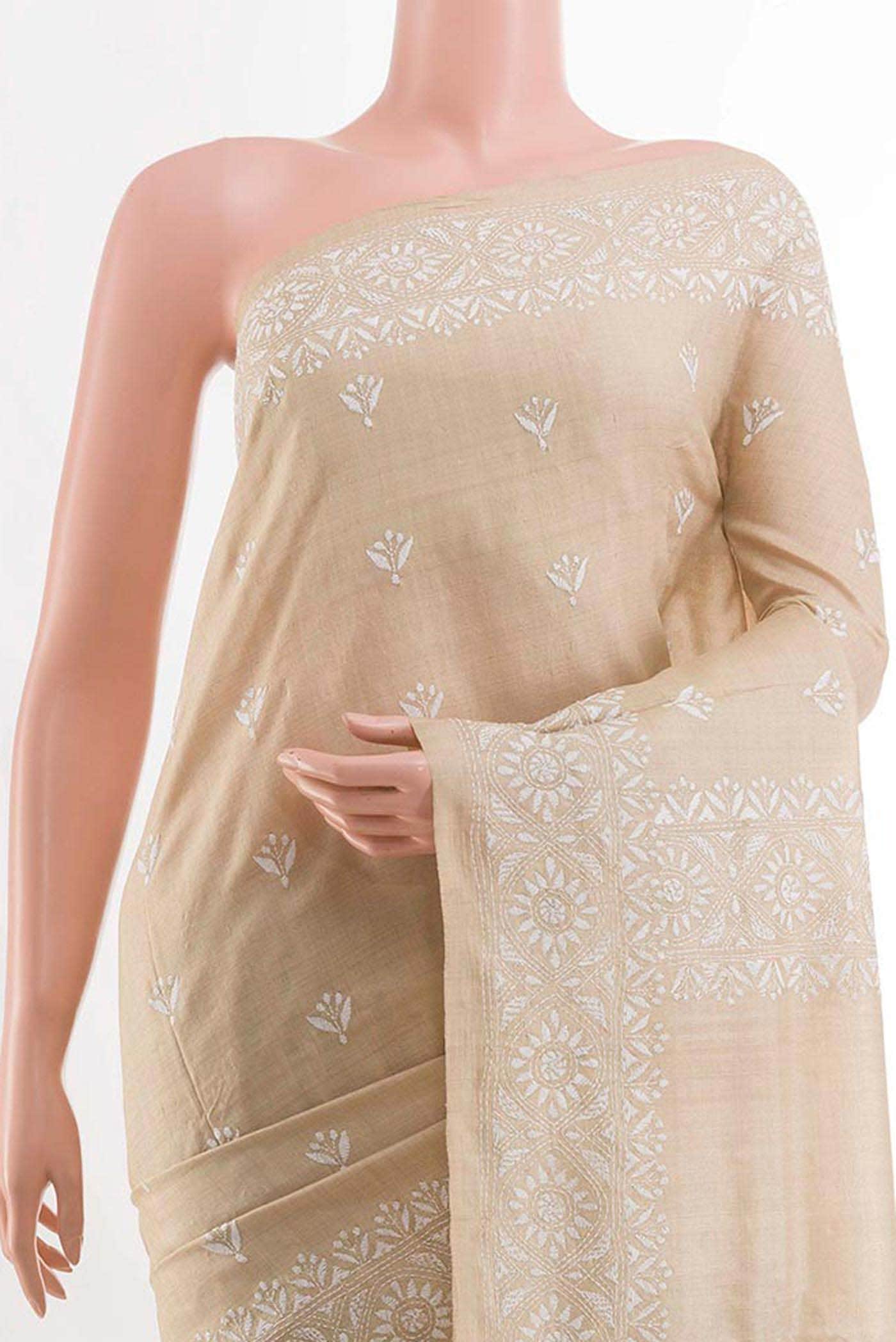 Beige Tussar Saree