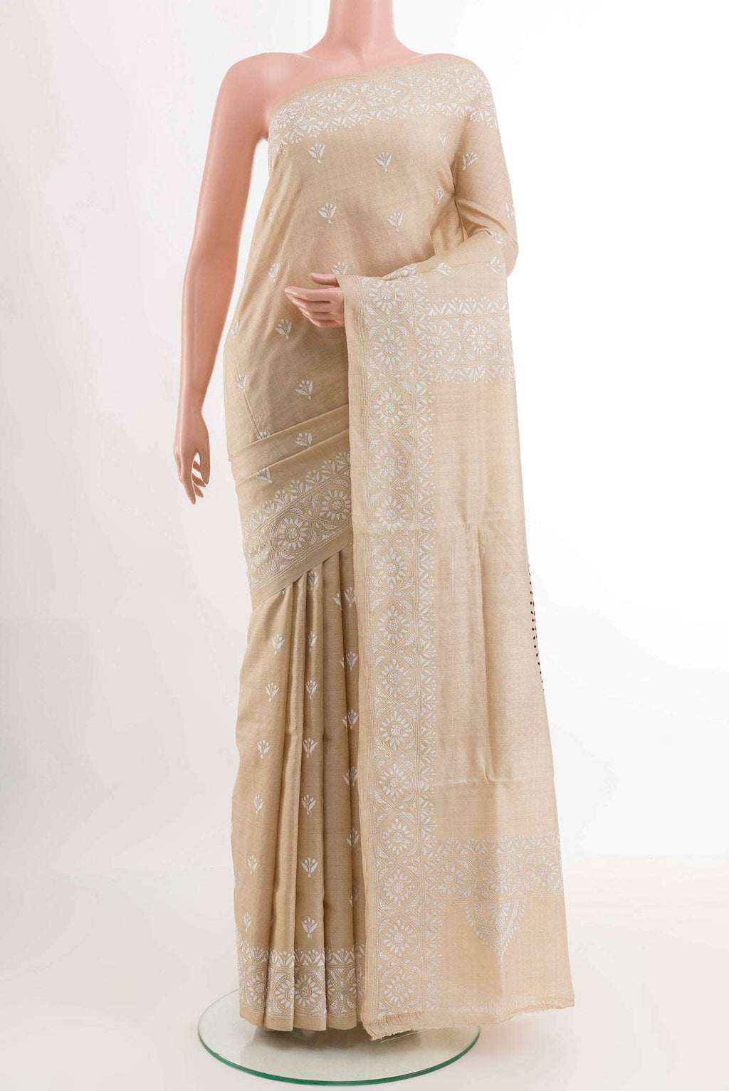 Beige Tussar Saree