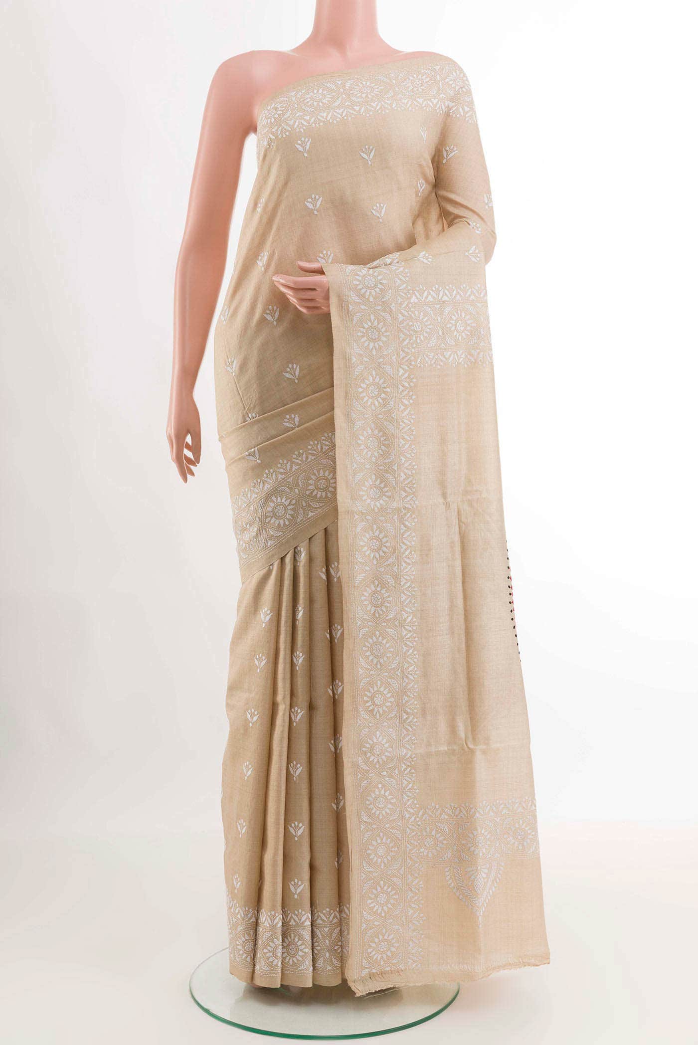 Beige Tussar Saree