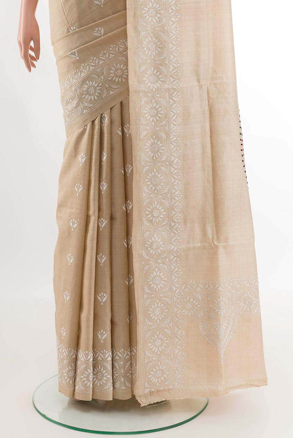 Beige Tussar Saree