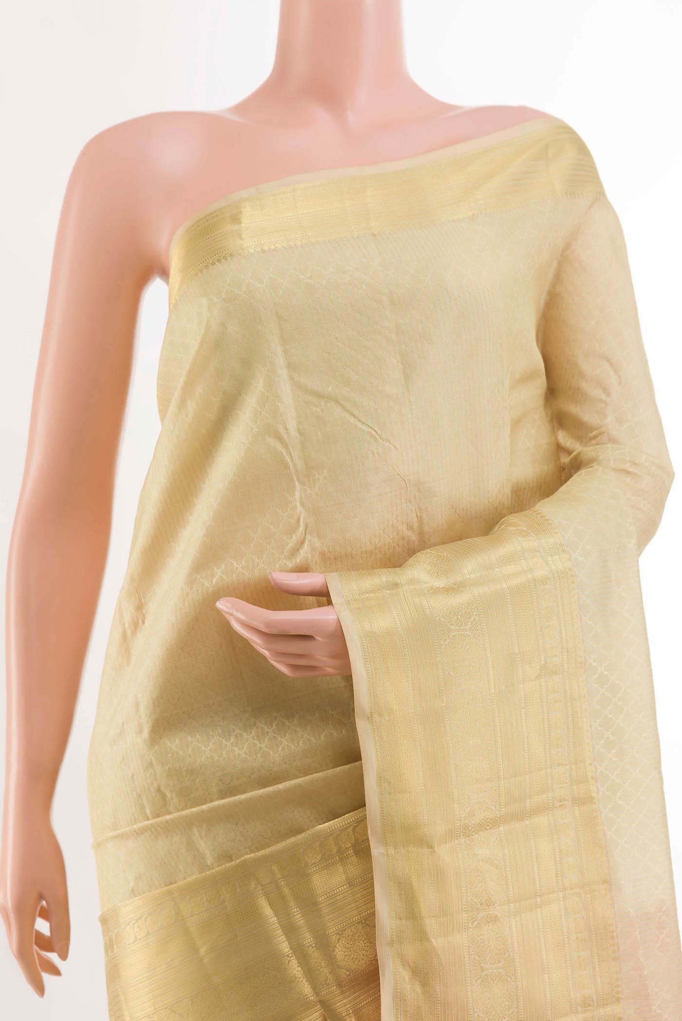 Cream Kanchipuram Silk Saree