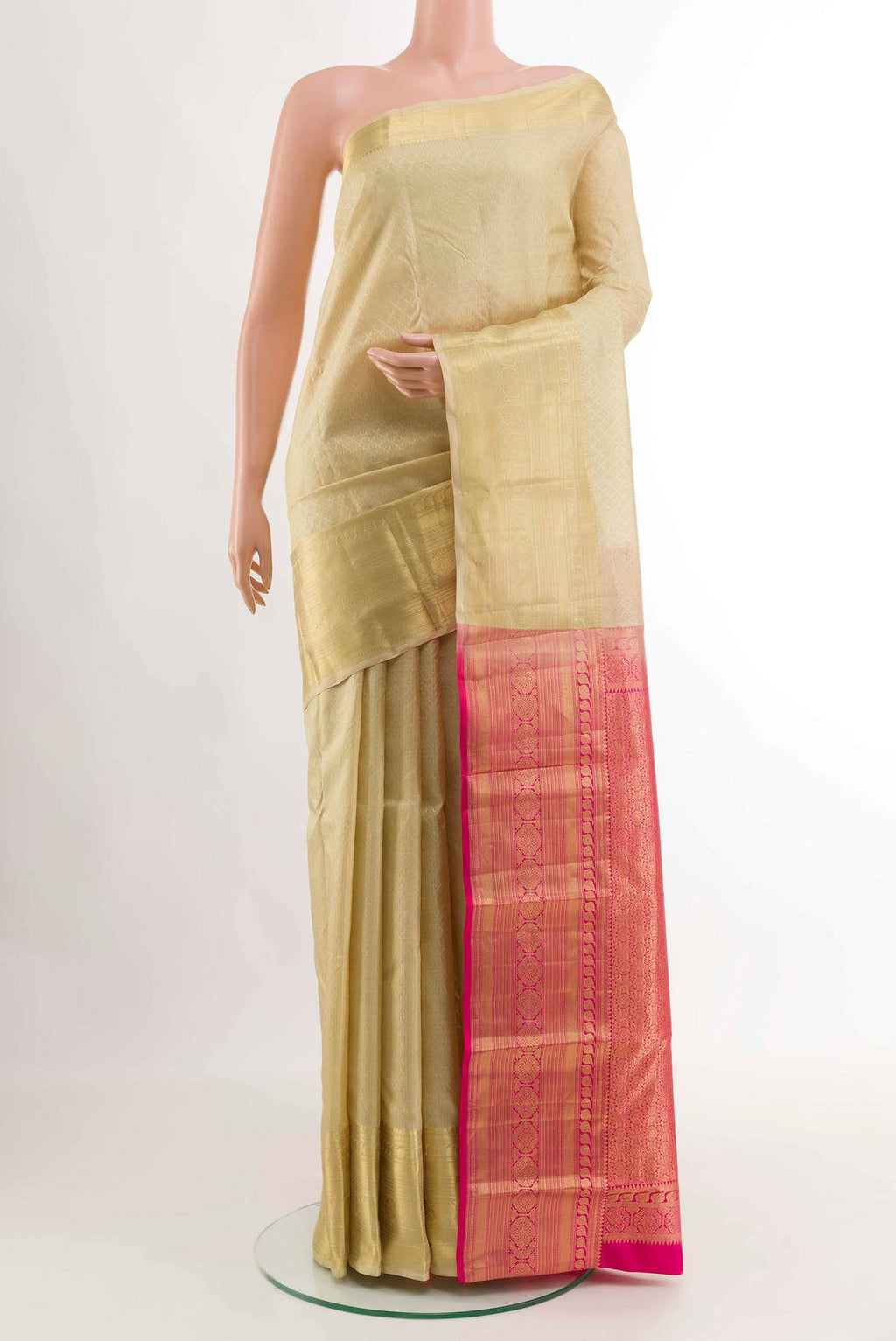 Cream Kanchipuram Silk Saree