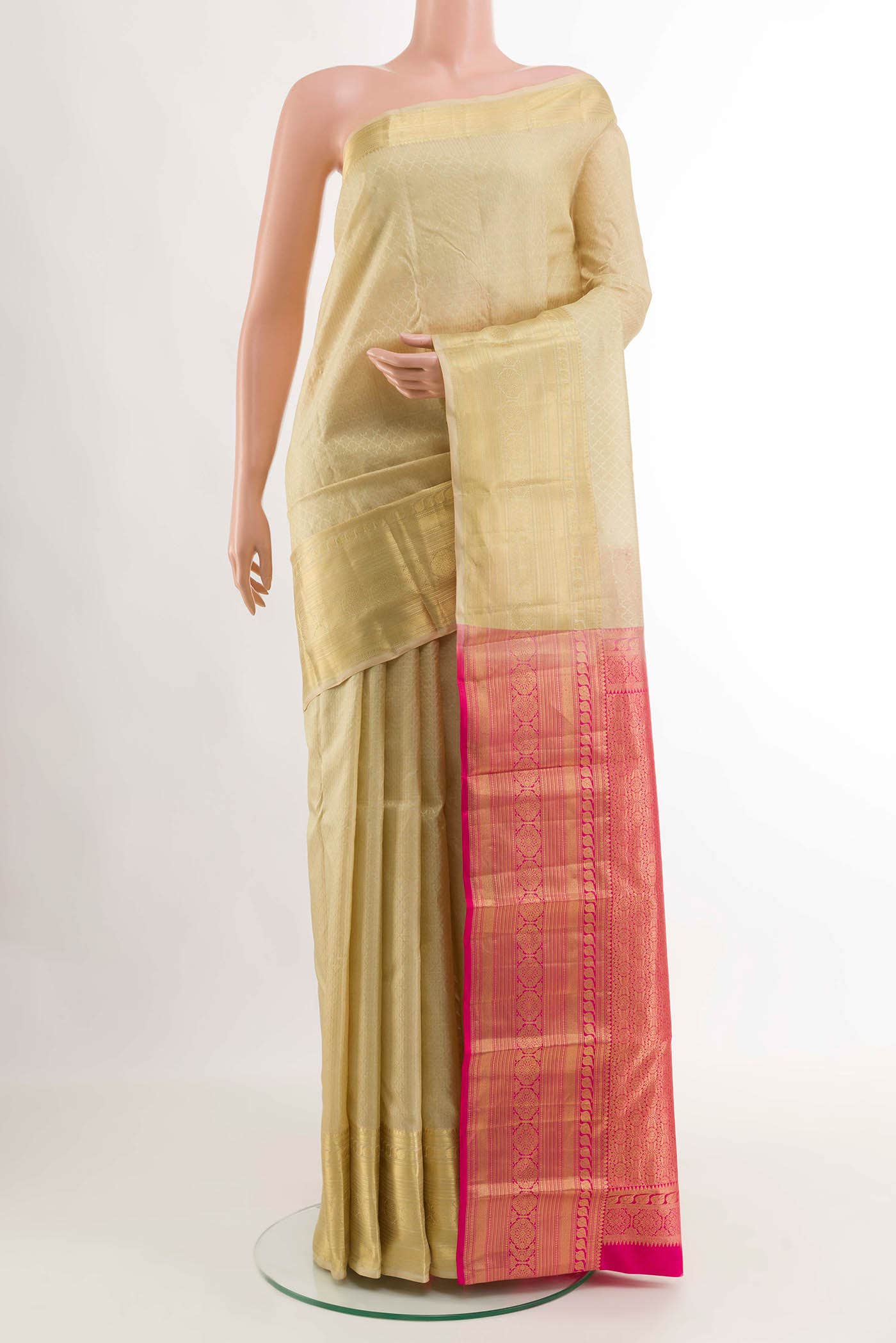 Cream Kanchipuram Silk Saree