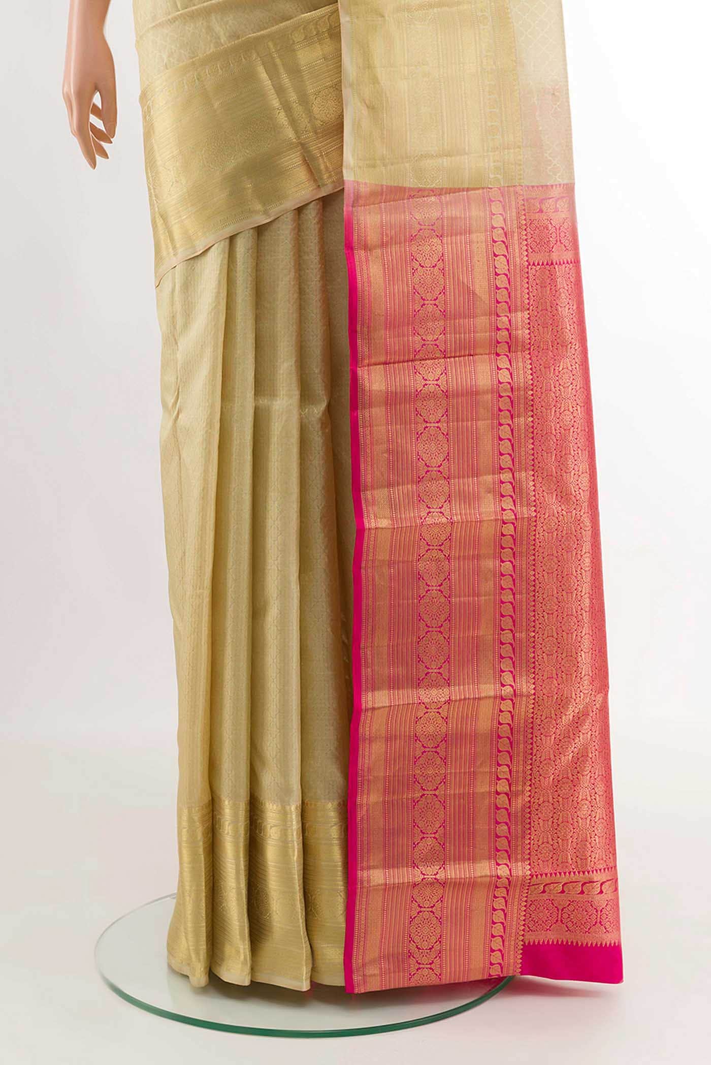 Cream Kanchipuram Silk Saree