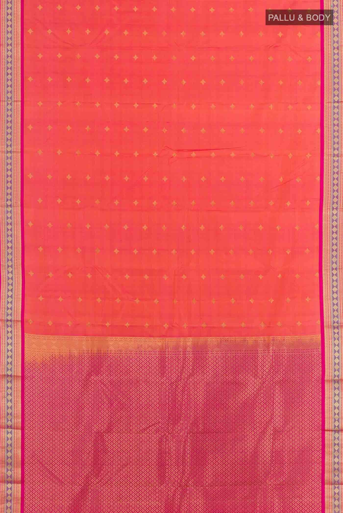 Peach Dual Tone Kanchipuram Silk Saree