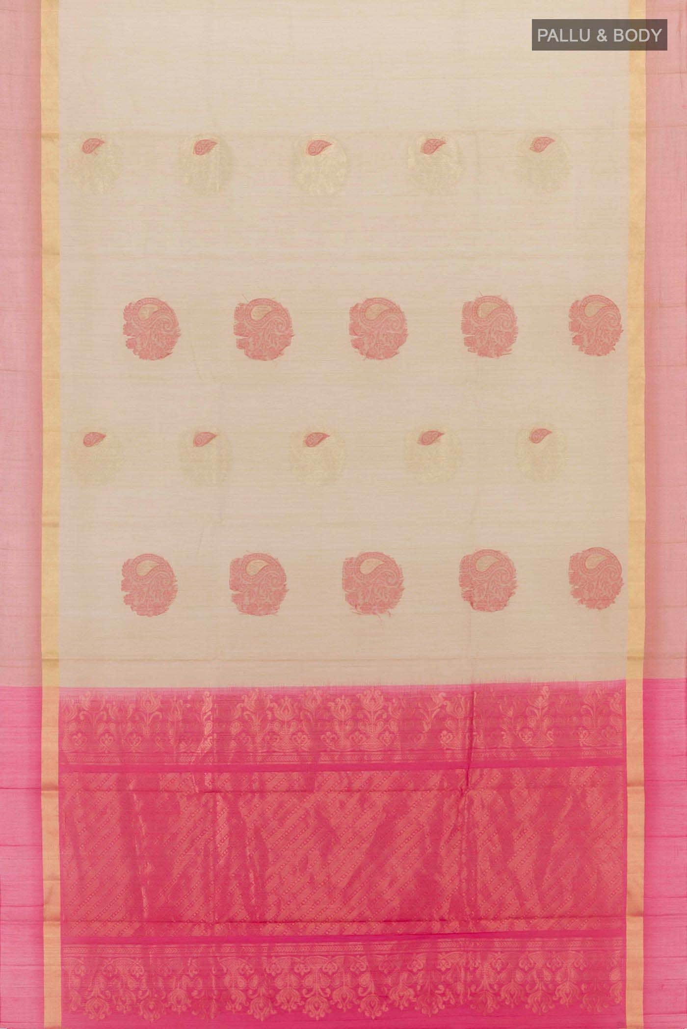 Beige Blended Kora Cotton Saree